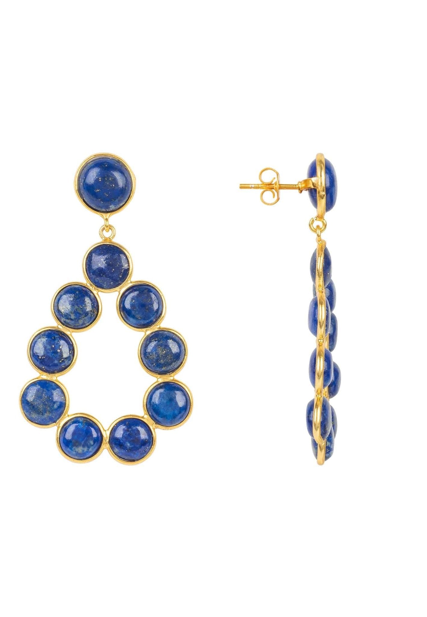 Hatun Gemstone Statement Earrings Gold Lapis Lazuli - LATELITA Earrings