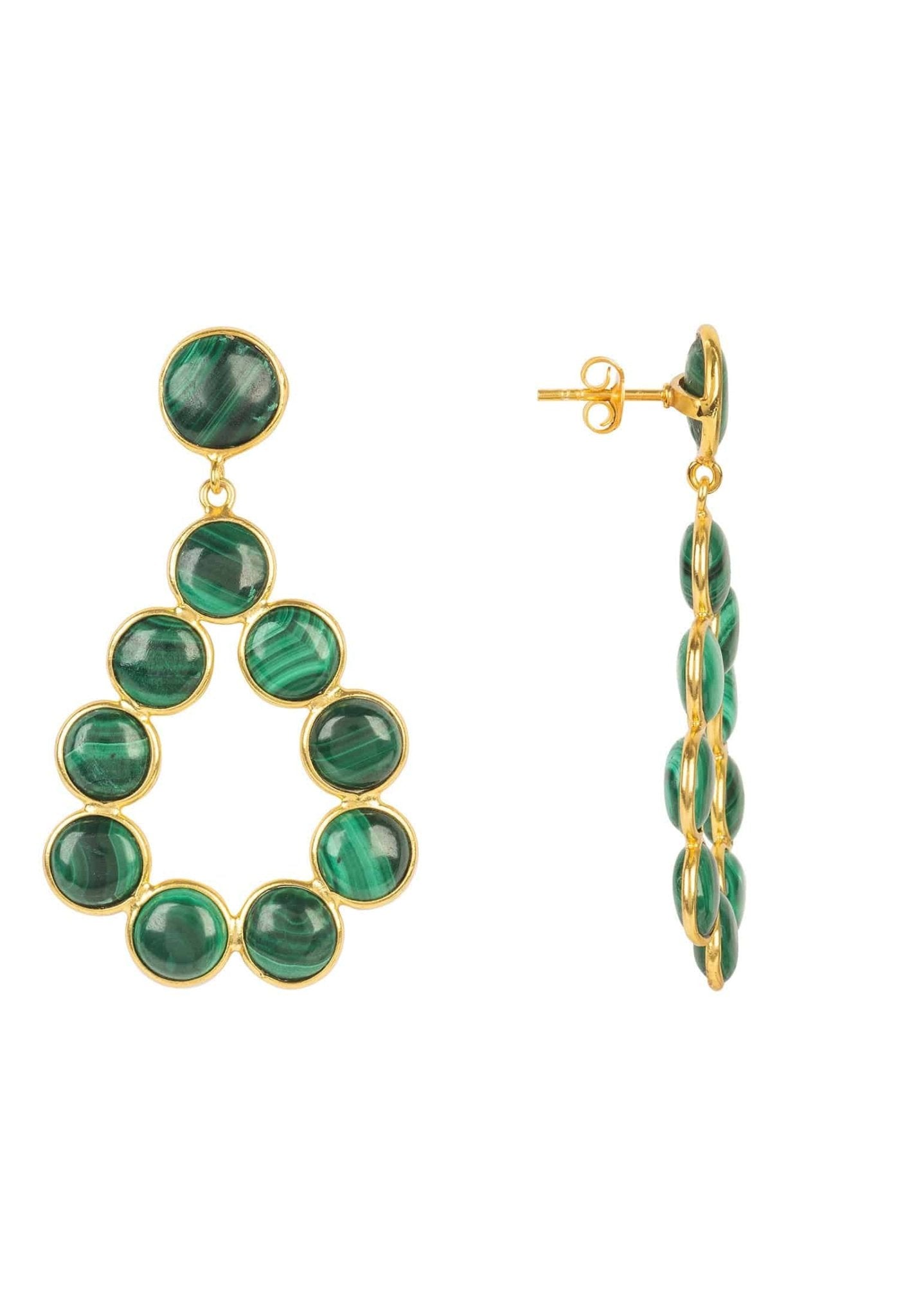 Hatun Gemstone Statement Earrings Gold Malachite - LATELITA Earrings