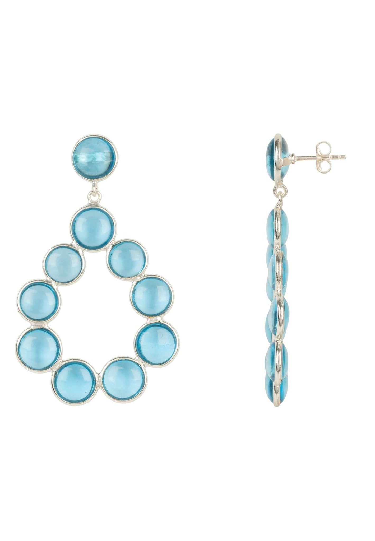 Hatun Gemstone Statement Earrings Silver Blue Topaz Hydro - LATELITA Earrings