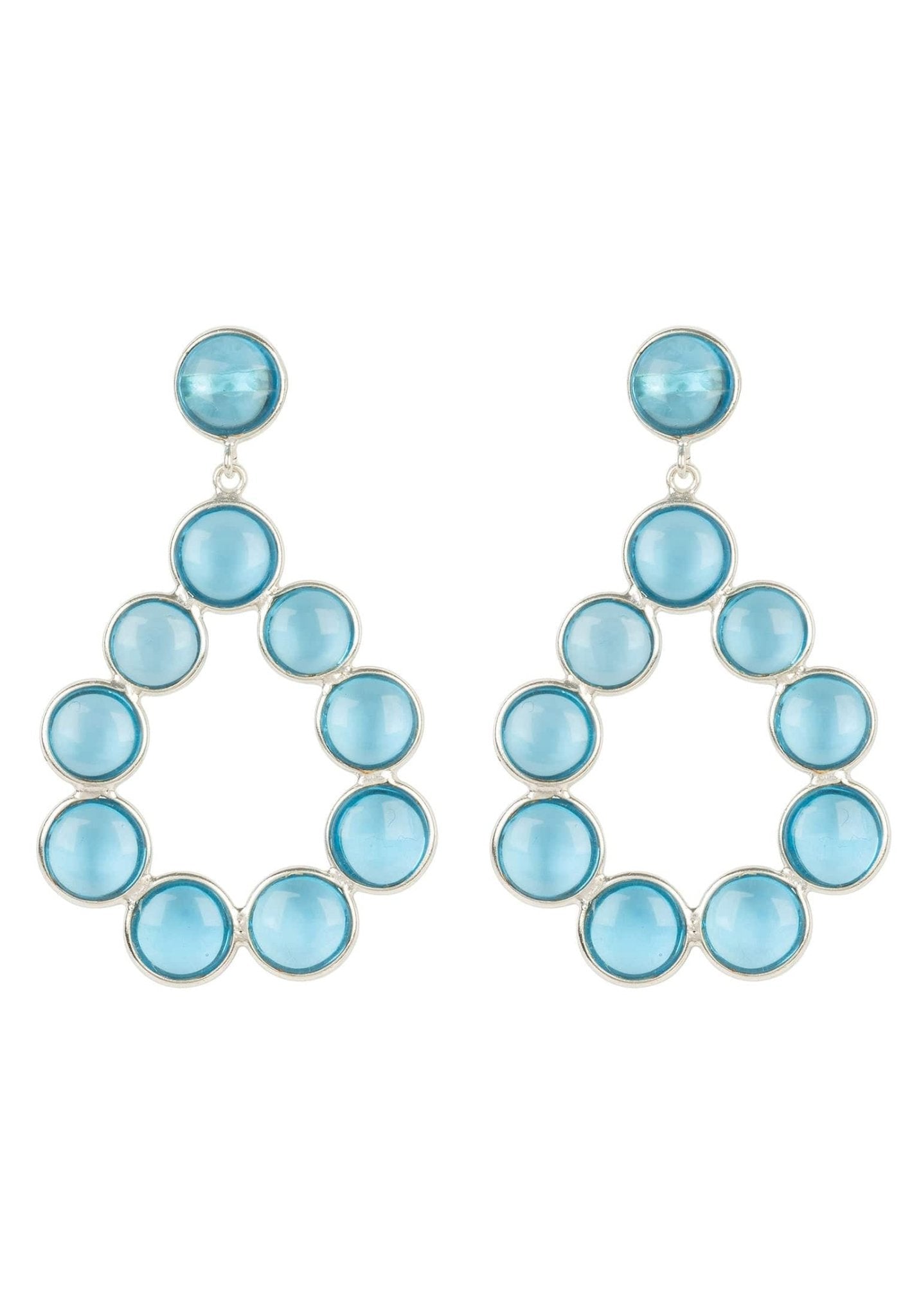 Hatun Gemstone Statement Earrings Silver Blue Topaz Hydro - LATELITA Earrings