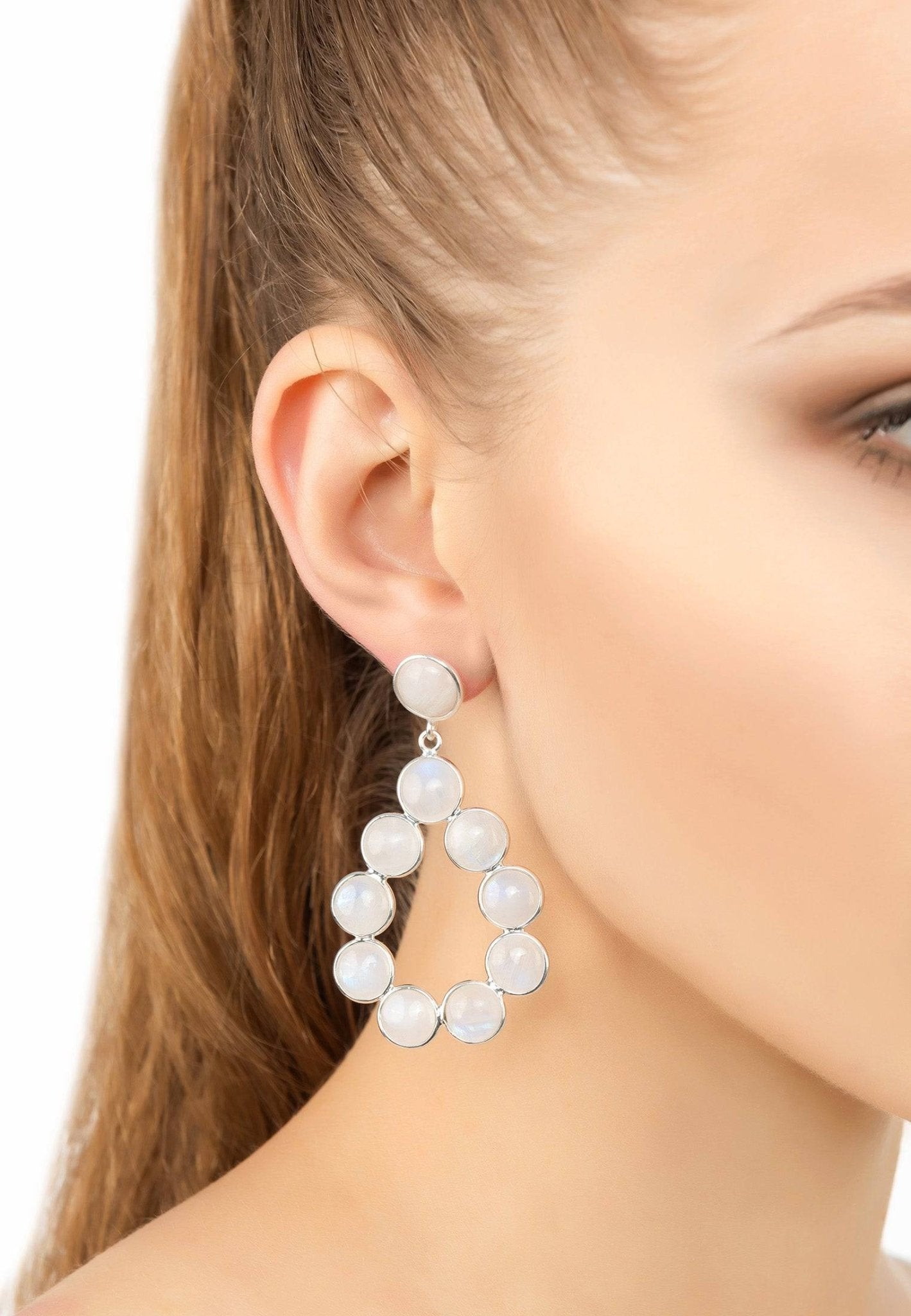 Hatun Gemstone Statement Earrings Silver Moonstone - LATELITA Earrings