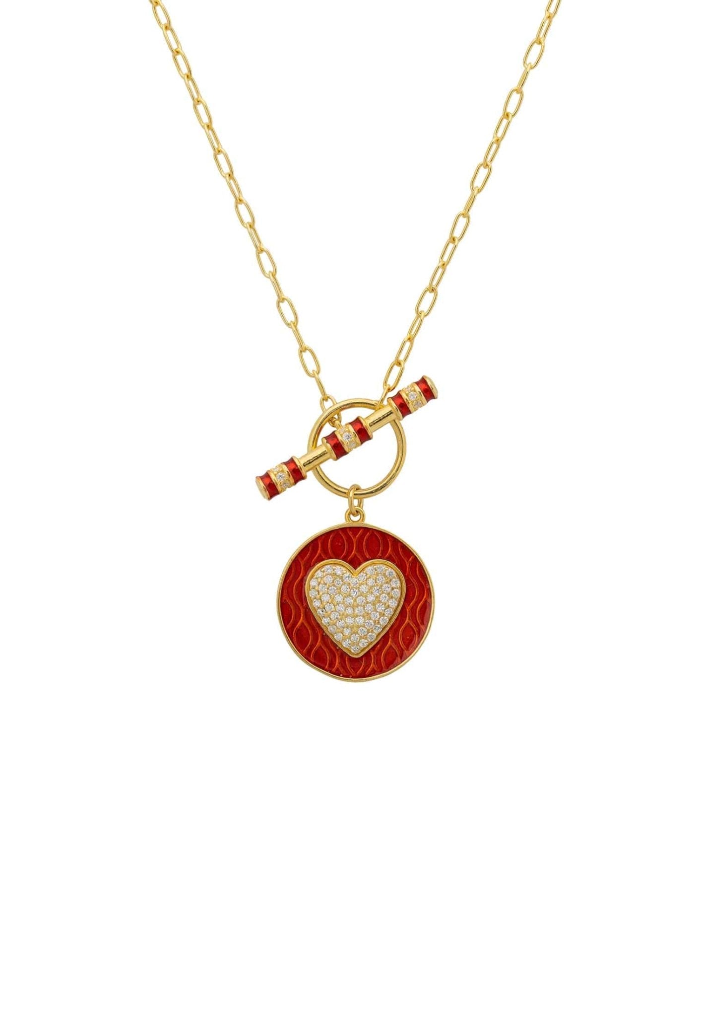 Heart Enamel Lariat Necklace Gold - LATELITA Necklaces