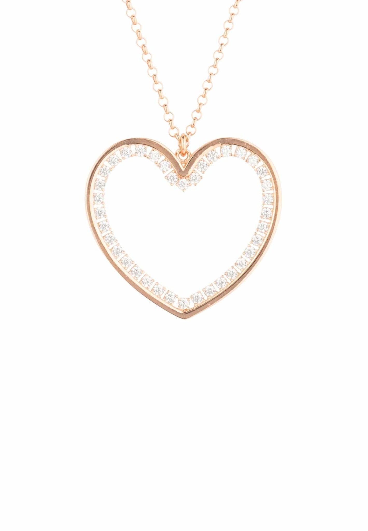 Heart Large Pendant Drop Necklace Rosegold - LATELITA Necklaces