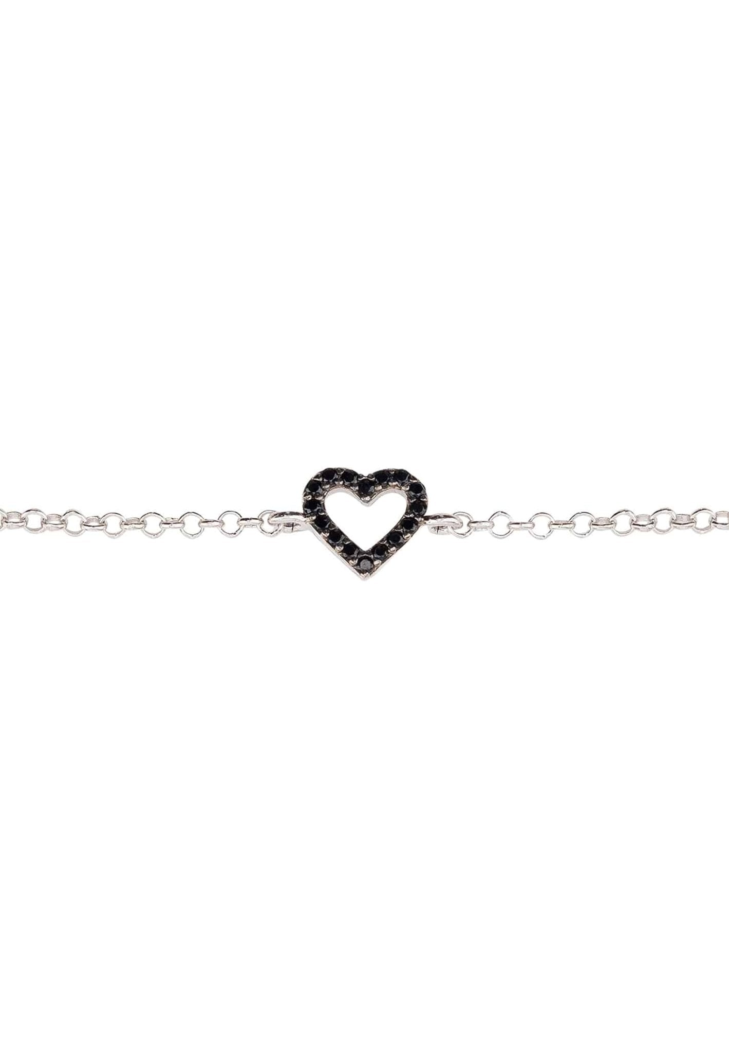 Heart Mini Cz Bracelet Black Silver - LATELITA Bracelets