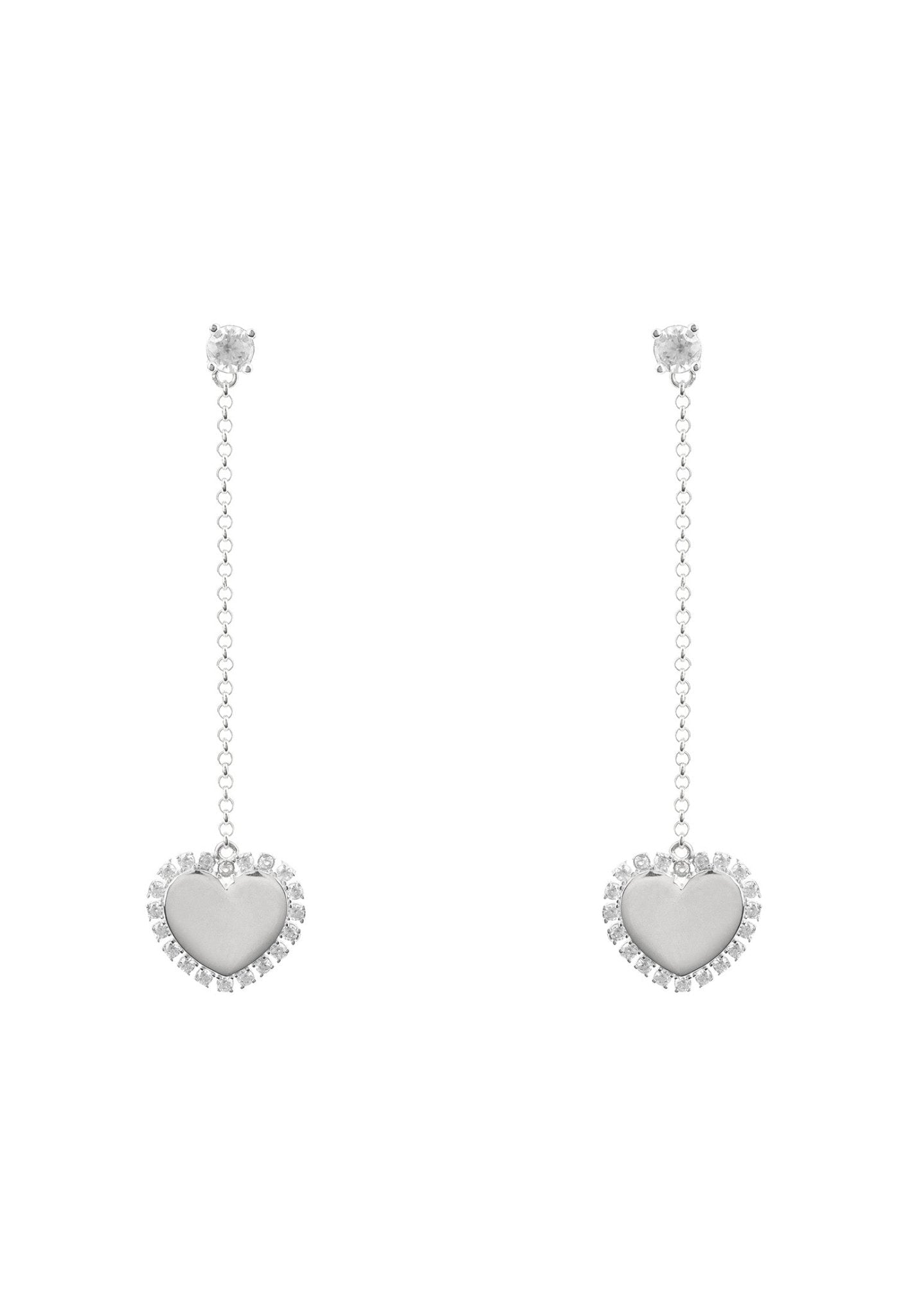 Heart Mirrored Drop Earrings Silver - LATELITA Earrings