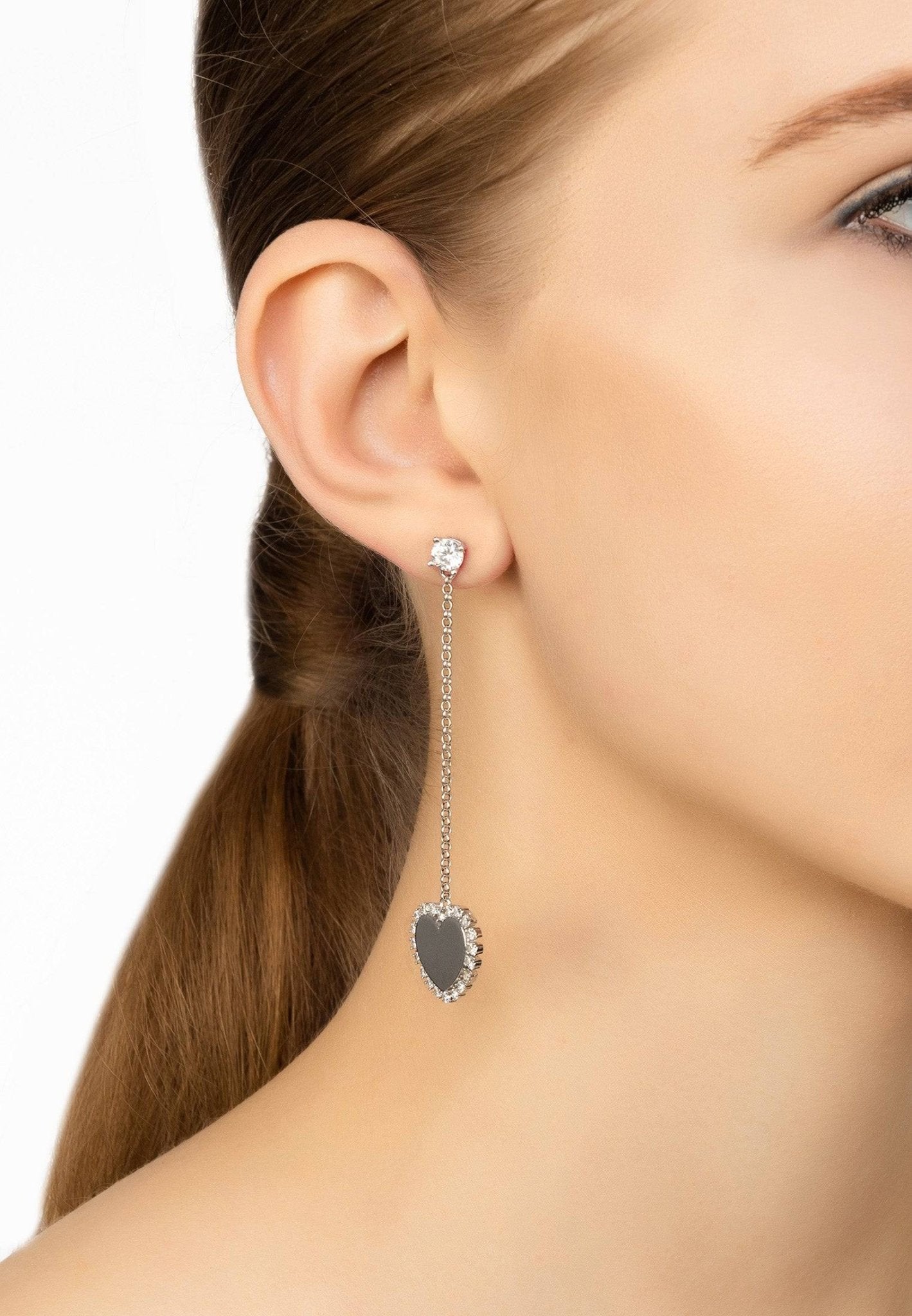 Heart Mirrored Drop Earrings Silver - LATELITA Earrings