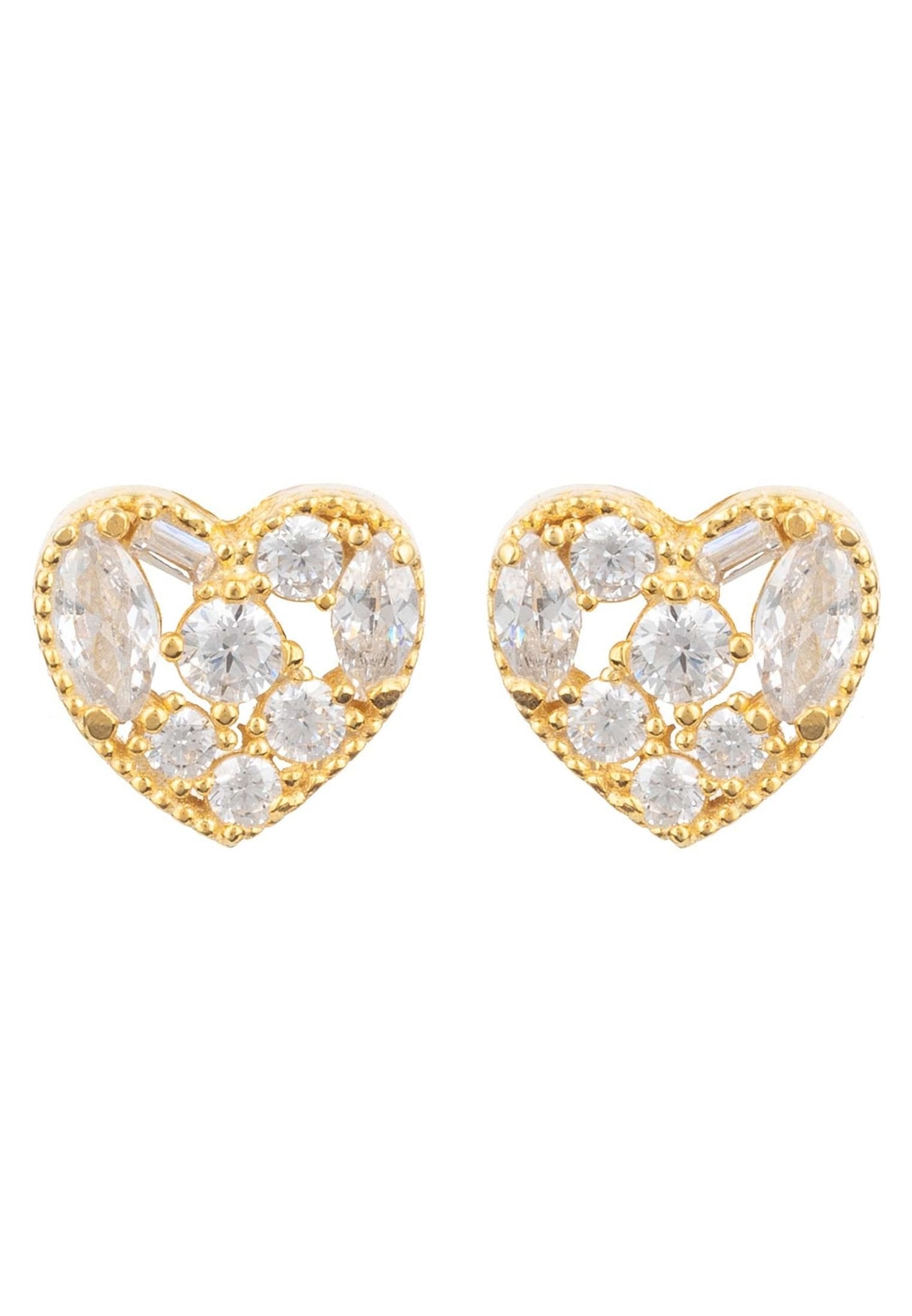 Heart Sparkling Stud Earrings Gold - LATELITA Earrings