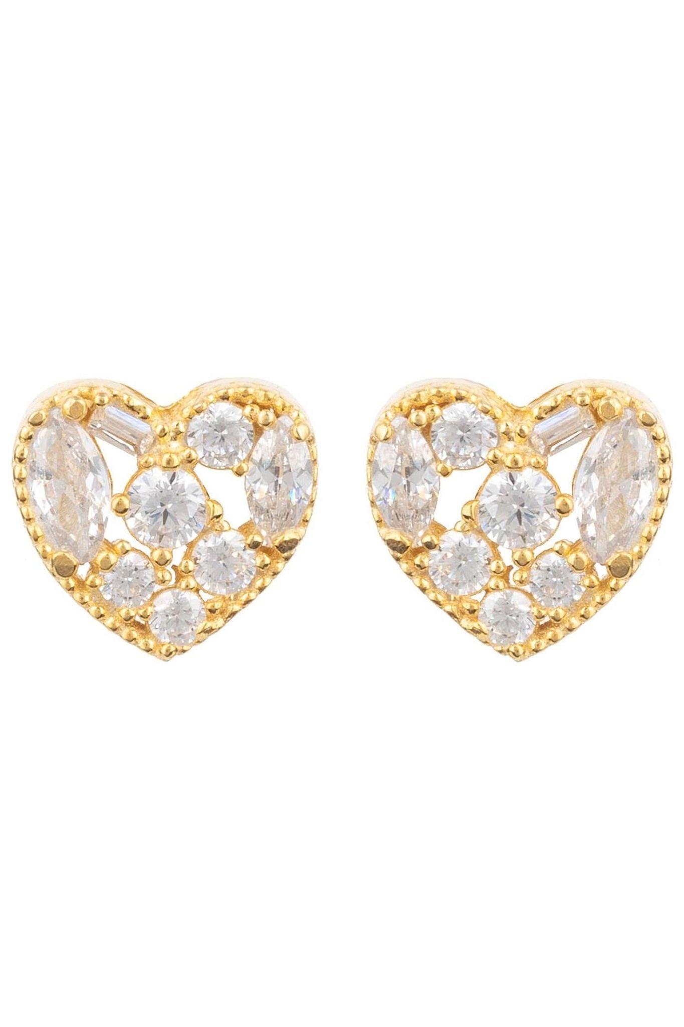 Heart Sparkling Stud Earrings Gold - LATELITA Earrings