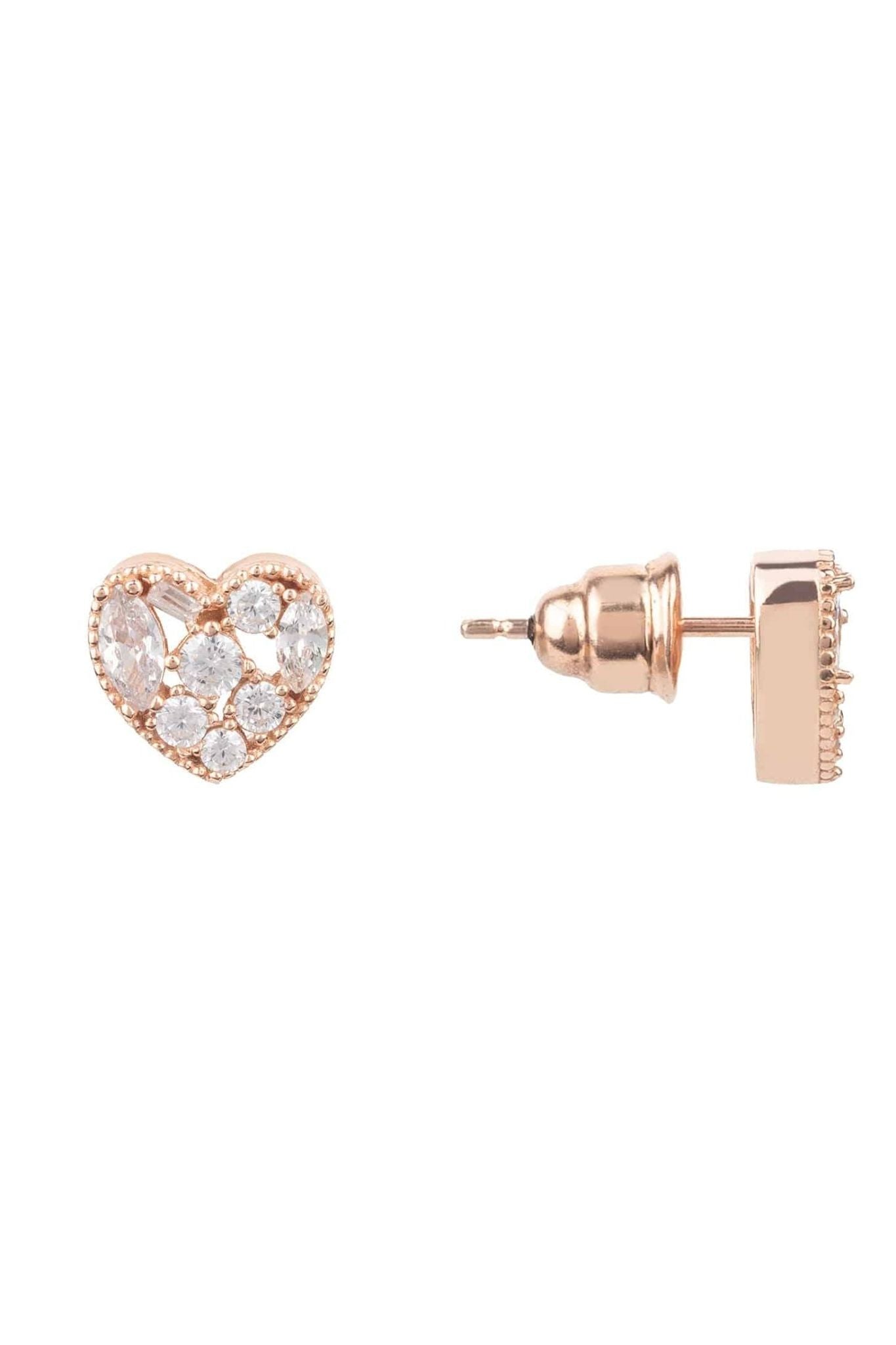 Heart Sparkling Stud Earrings Rosegold - LATELITA Earrings