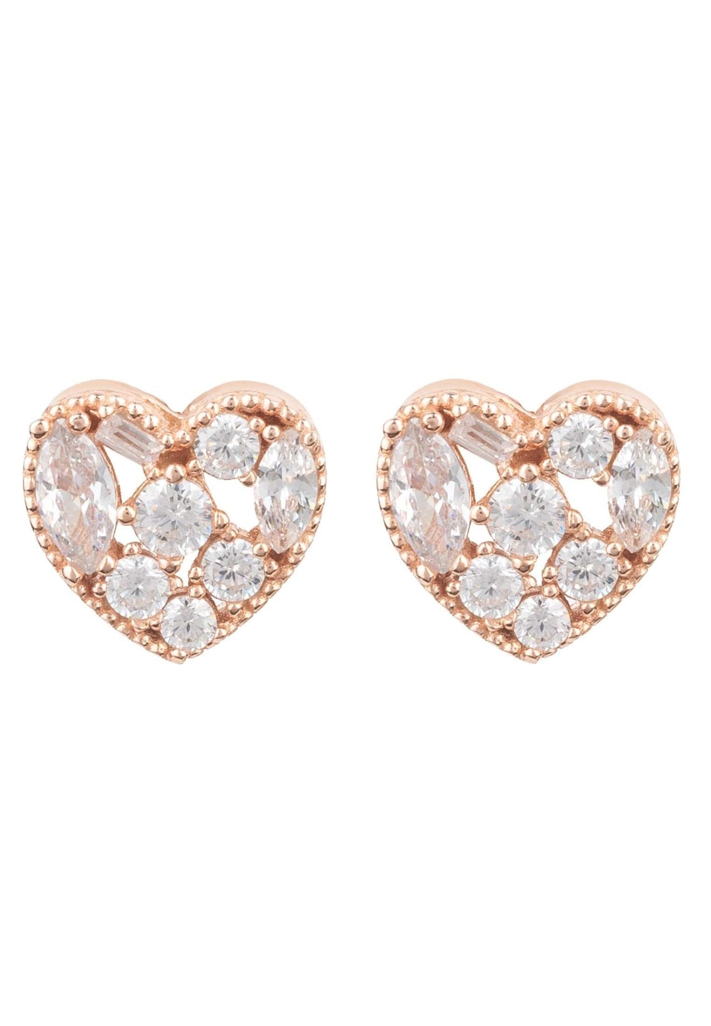 Heart Sparkling Stud Earrings Rosegold - LATELITA Earrings