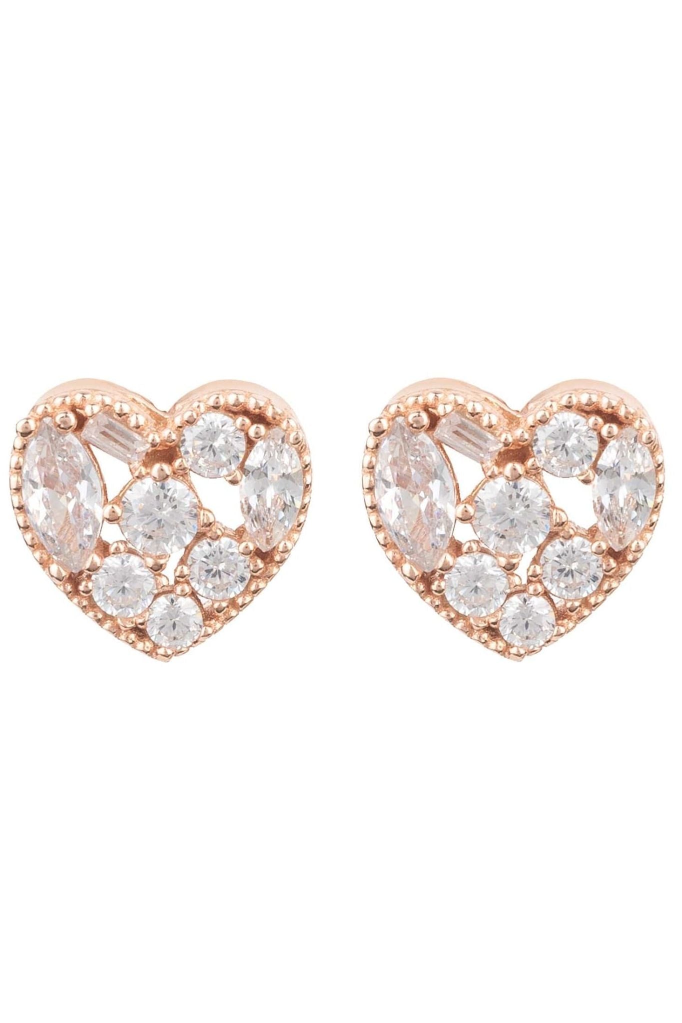 Heart Sparkling Stud Earrings Rosegold - LATELITA Earrings