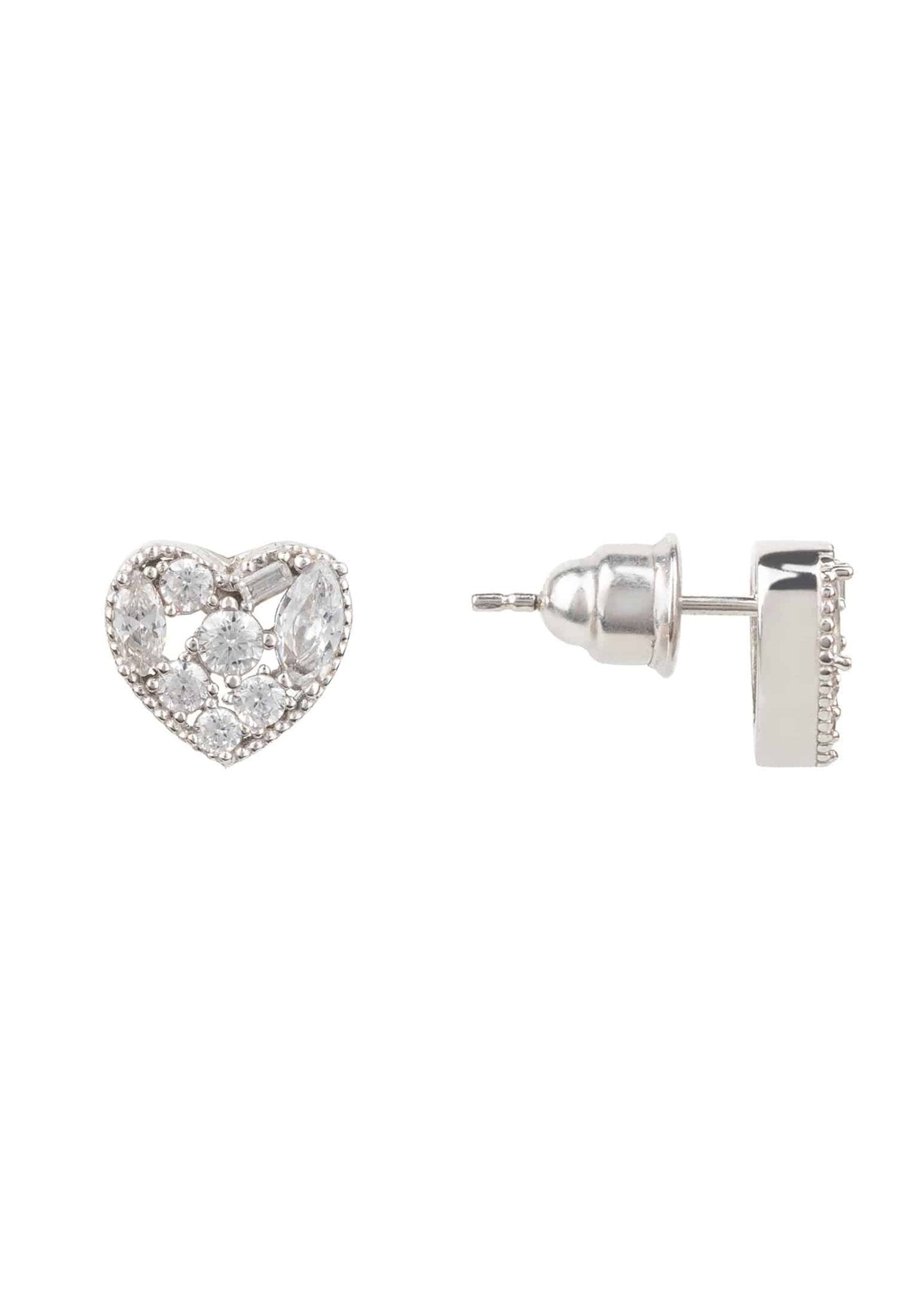 Heart Sparkling Stud Earrings Silver - LATELITA Earrings