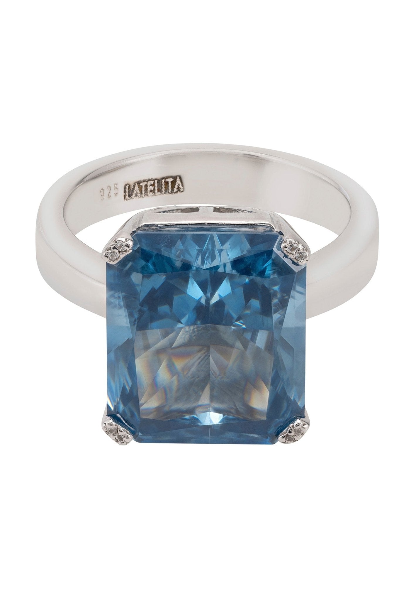 Helena Blue Topaz Gemstone Cocktail Ring Silver - LATELITA Rings