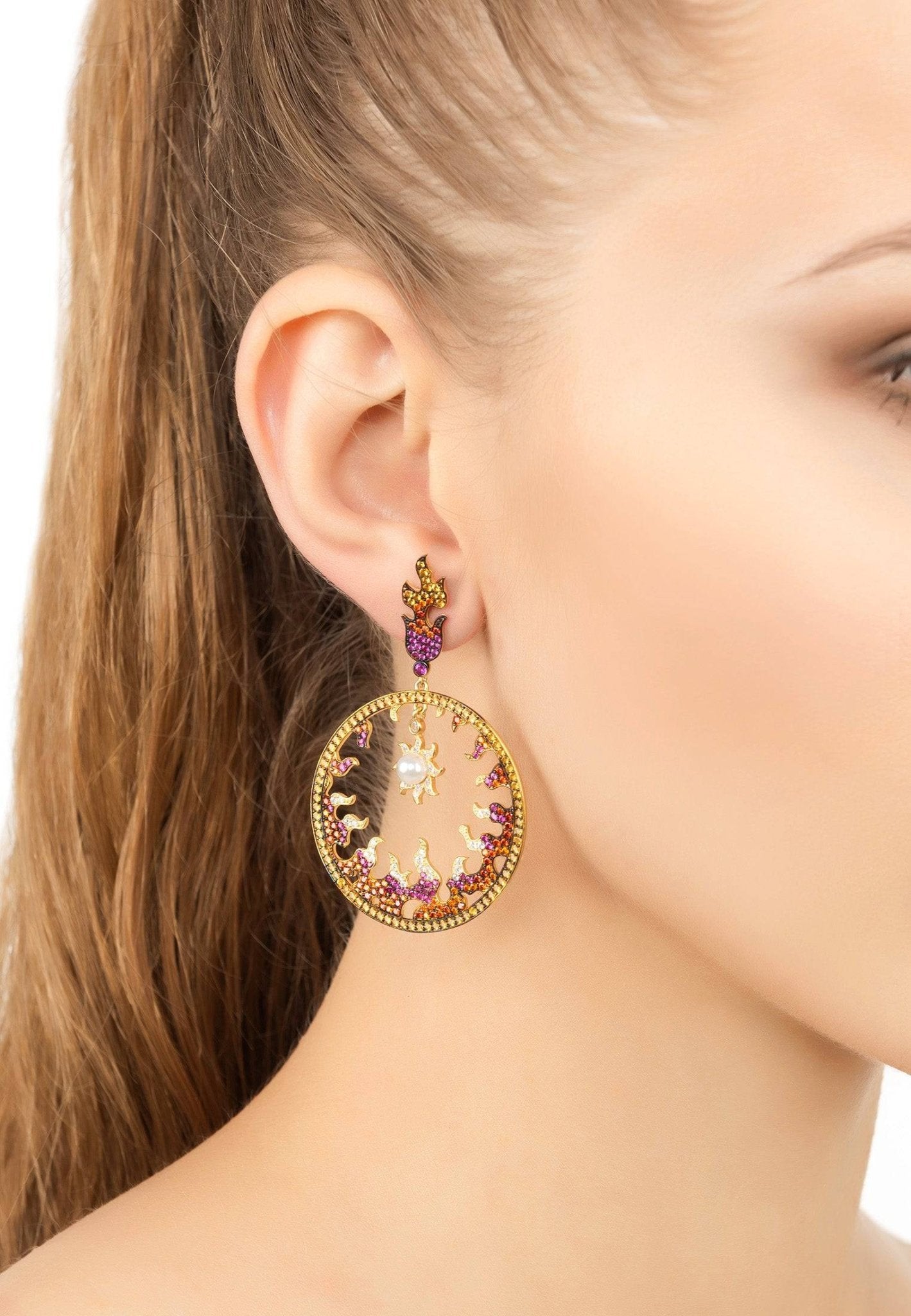 Helios Earrings Flame Gold - LATELITA Earrings