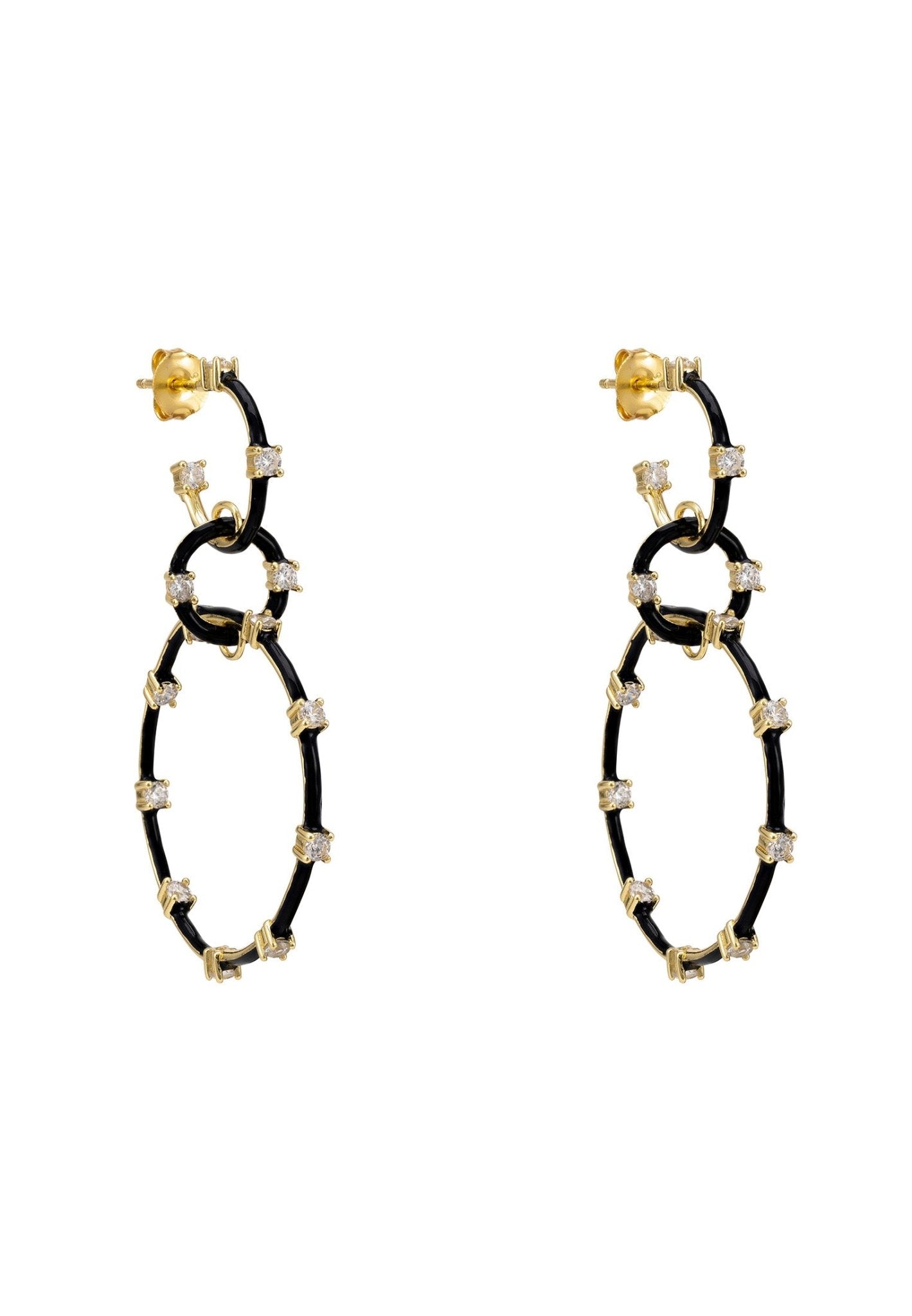 Helix Black Enamel Hoop Earrings Gold - LATELITA Earrings