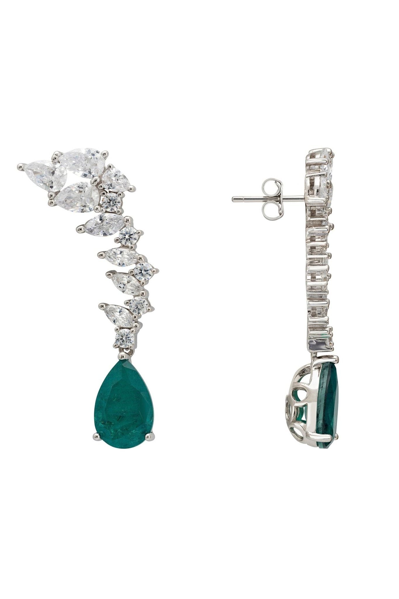Henriette Teardrop Earrings Emerald Silver - LATELITA Earrings