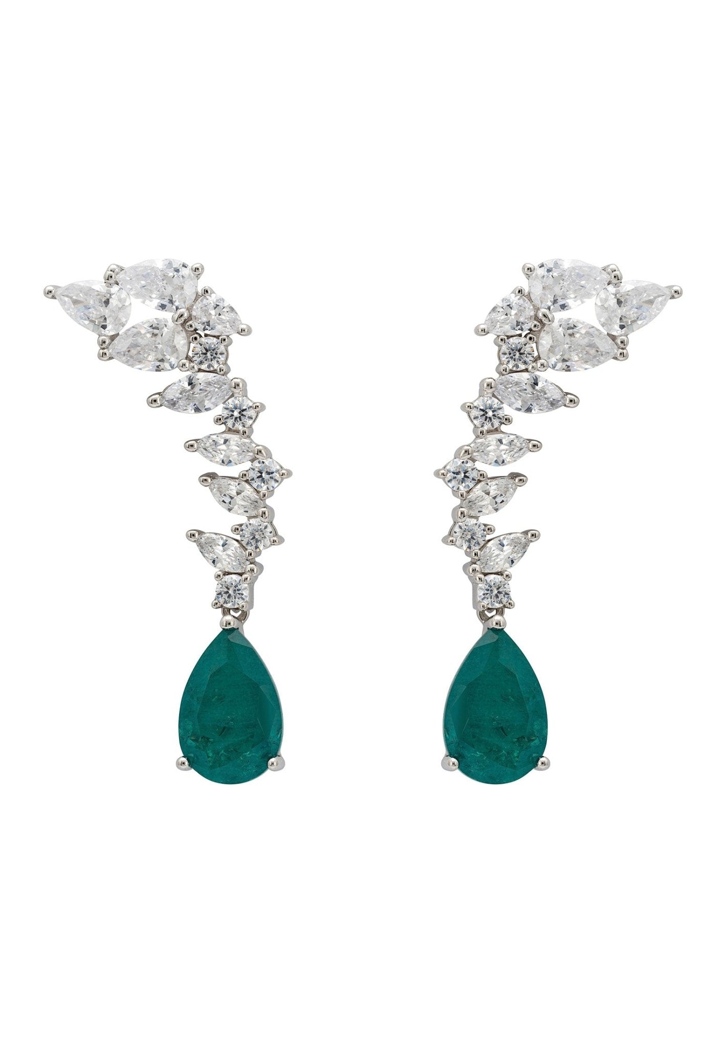 Henriette Teardrop Earrings Emerald Silver - LATELITA Earrings