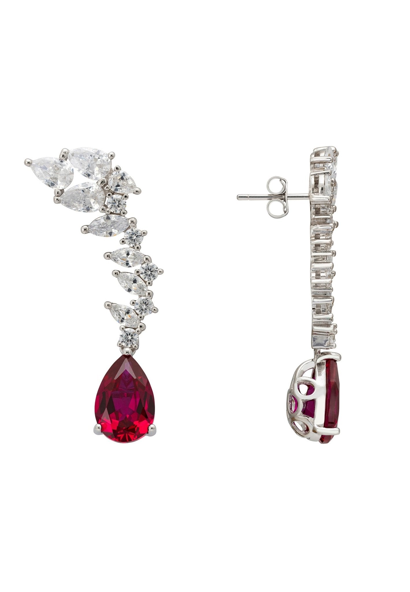 Henriette Teardrop Earrings Ruby Silver - LATELITA Earrings