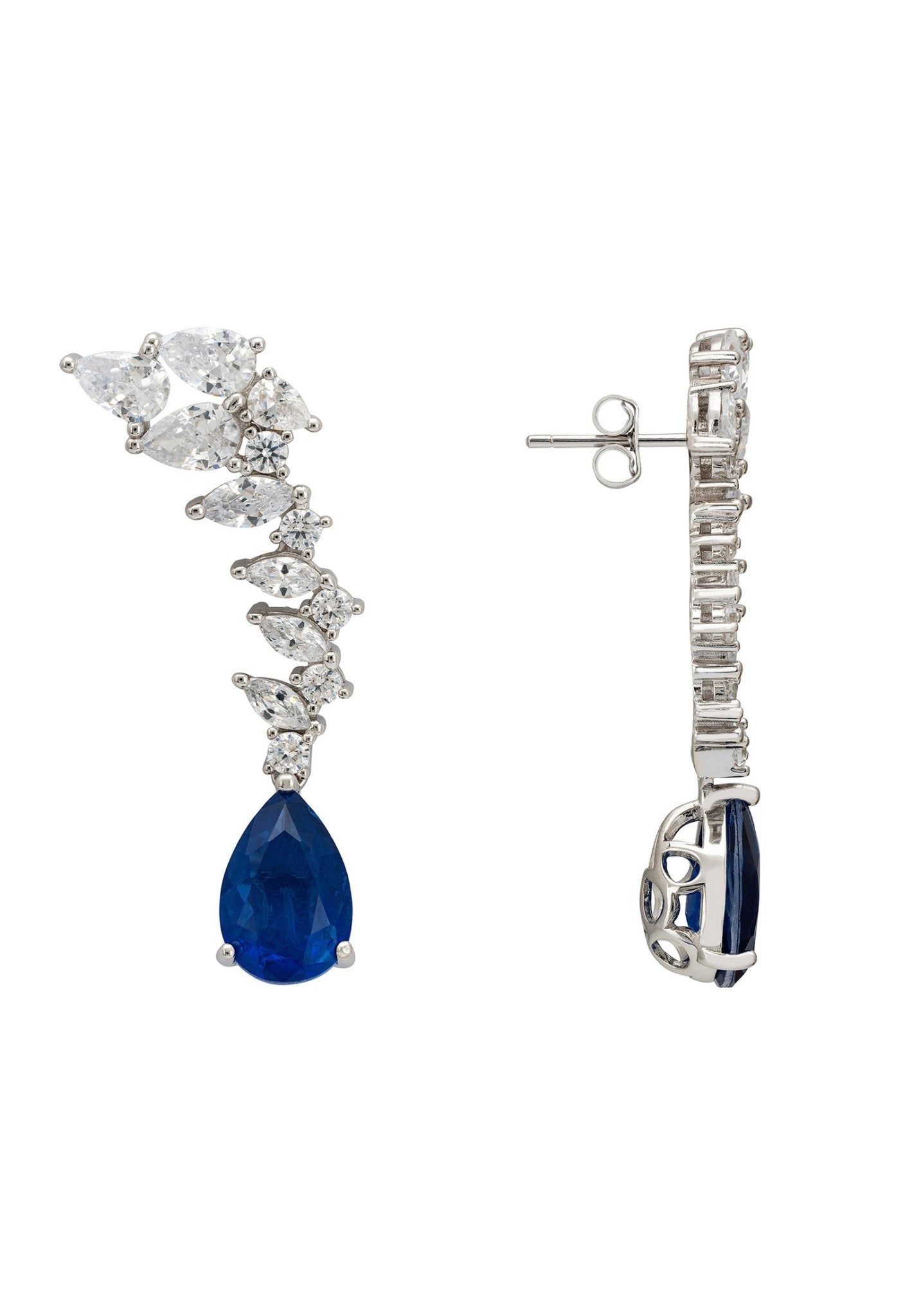 Henriette Teardrop Earrings Sapphire Silver - LATELITA Earrings