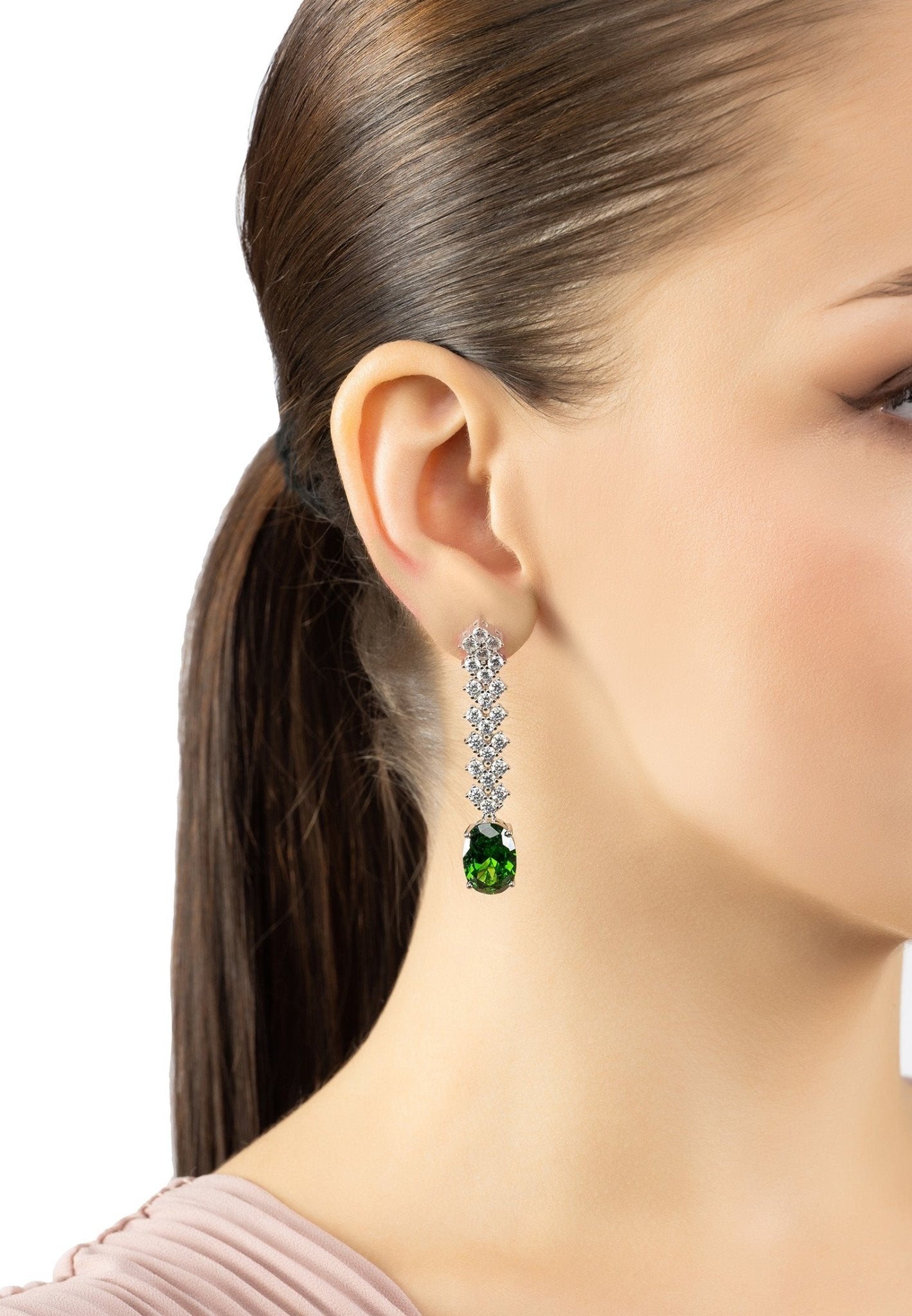 Hepburn Peridot Drop Earrings Silver - LATELITA Earrings