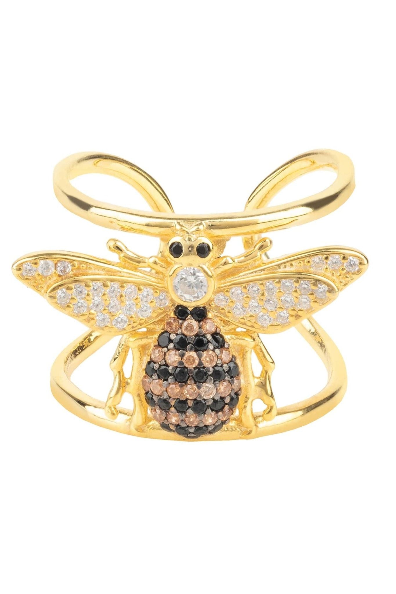 Honey Bee Cocktail Ring Adjustable Gold - LATELITA Rings