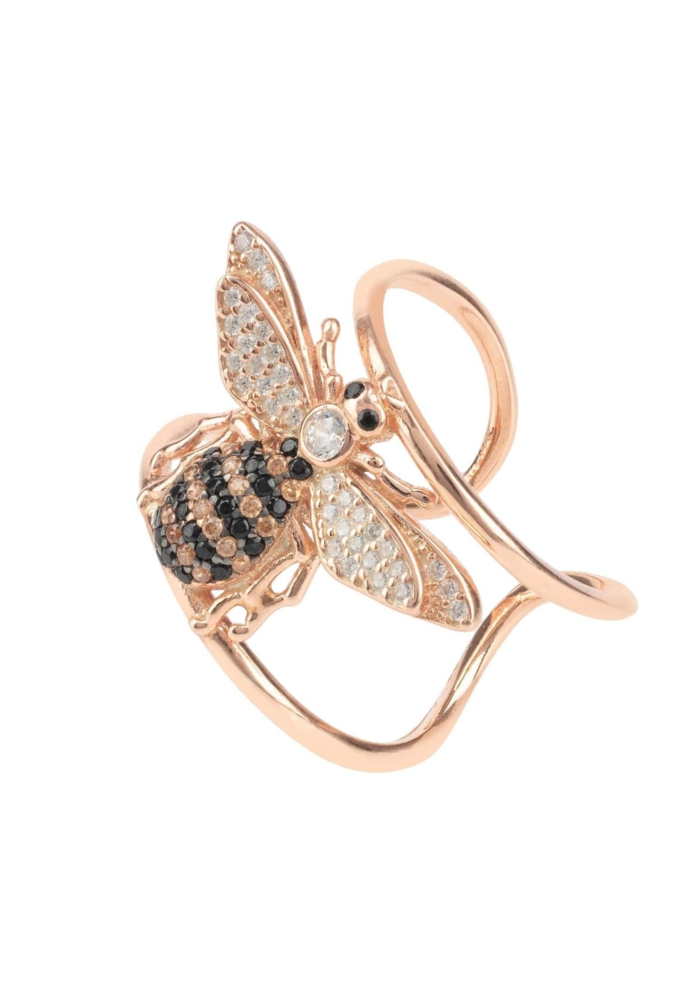 Honey Bee Cocktail Ring Adjustable Rosegold - LATELITA Rings