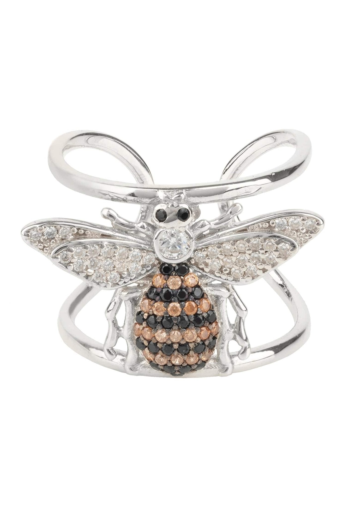Honey Bee Cocktail Ring Adjustable Silver - LATELITA Rings