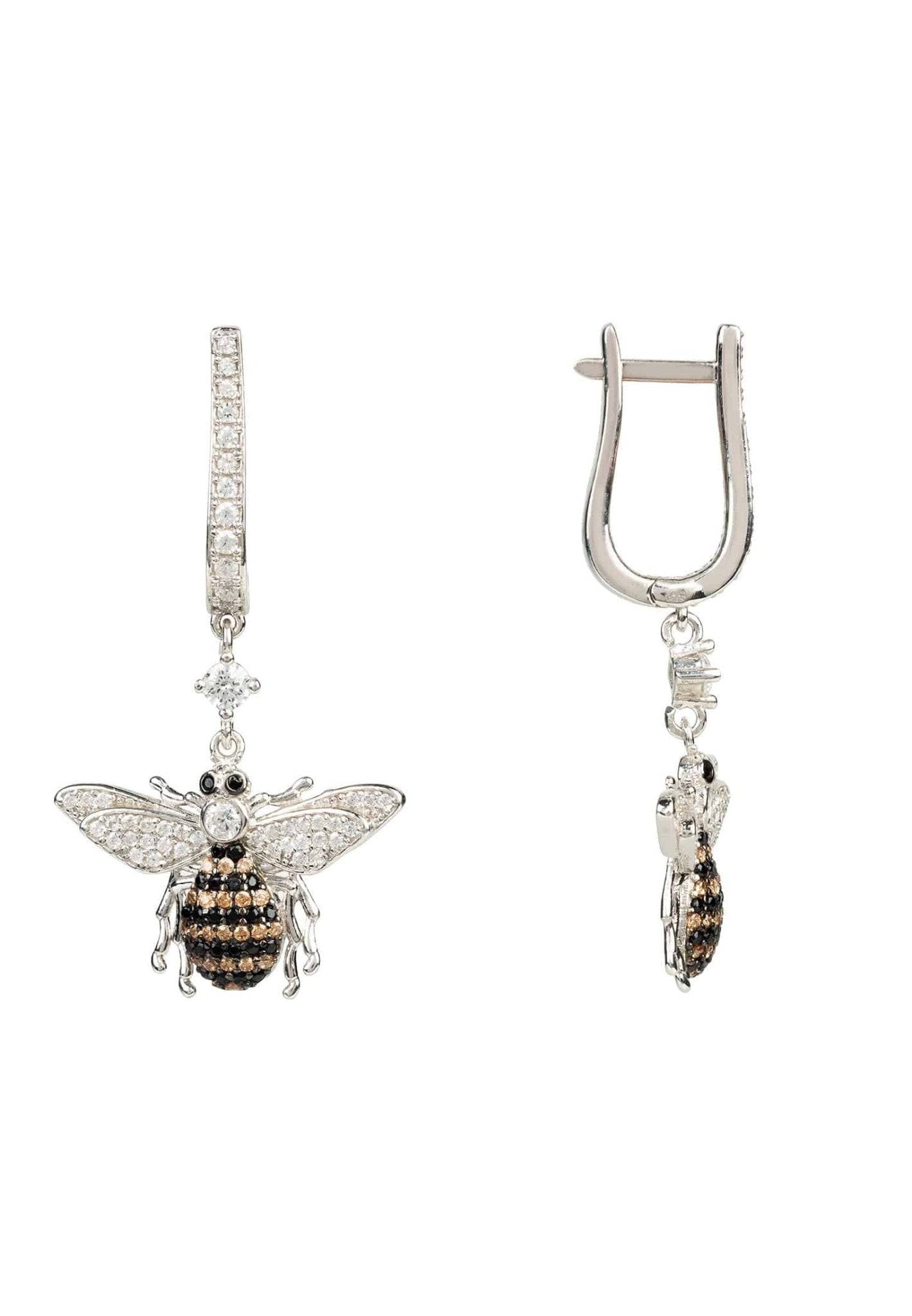 Honey Bee Drop Earrings Silver - LATELITA Earrings