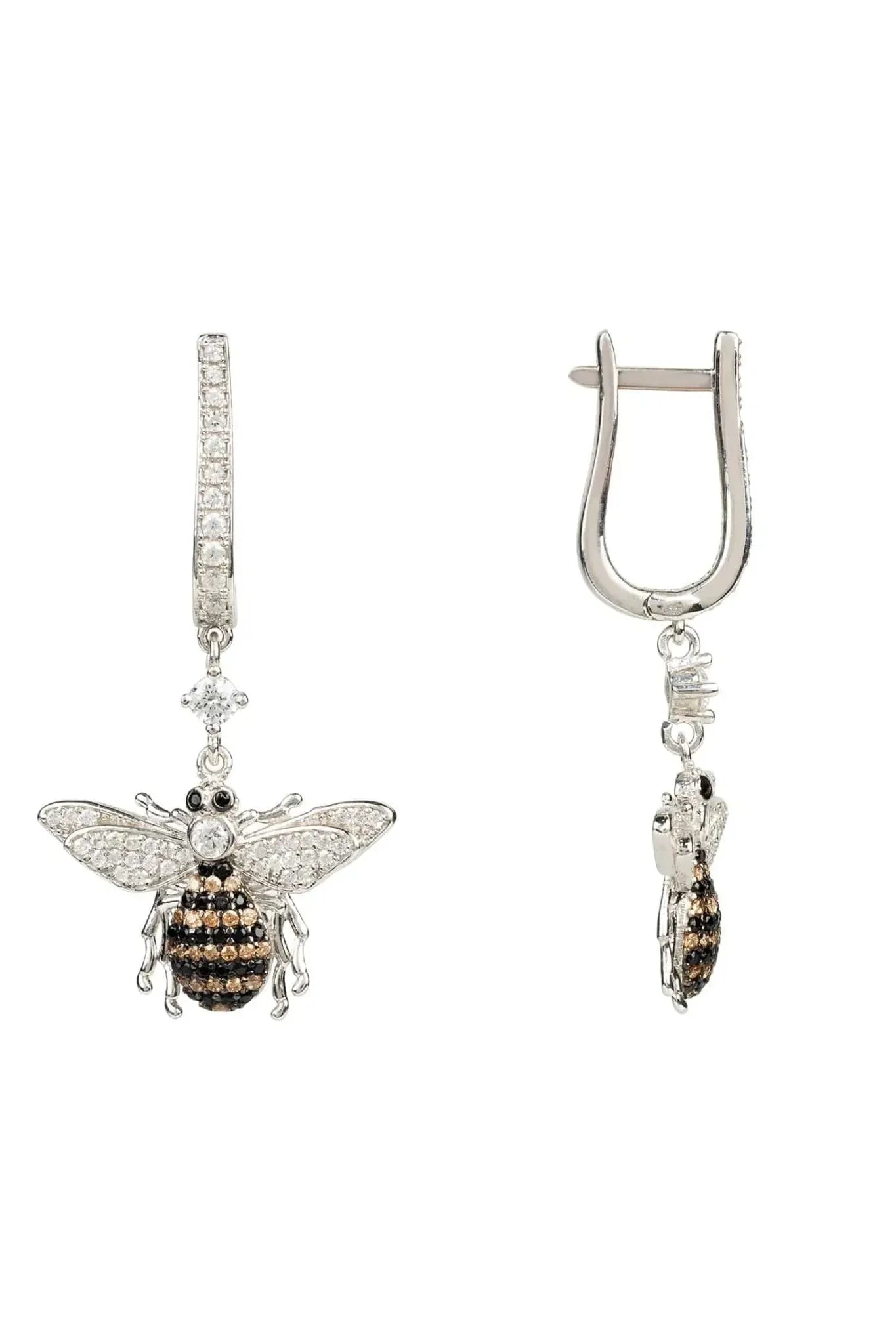 Honey Bee Drop Earrings Silver - LATELITA Earrings