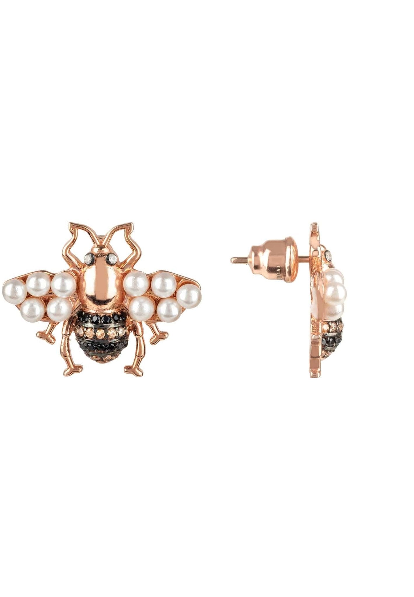 Honey Bee Pearl Stud Earrings Rosegold - LATELITA Earrings