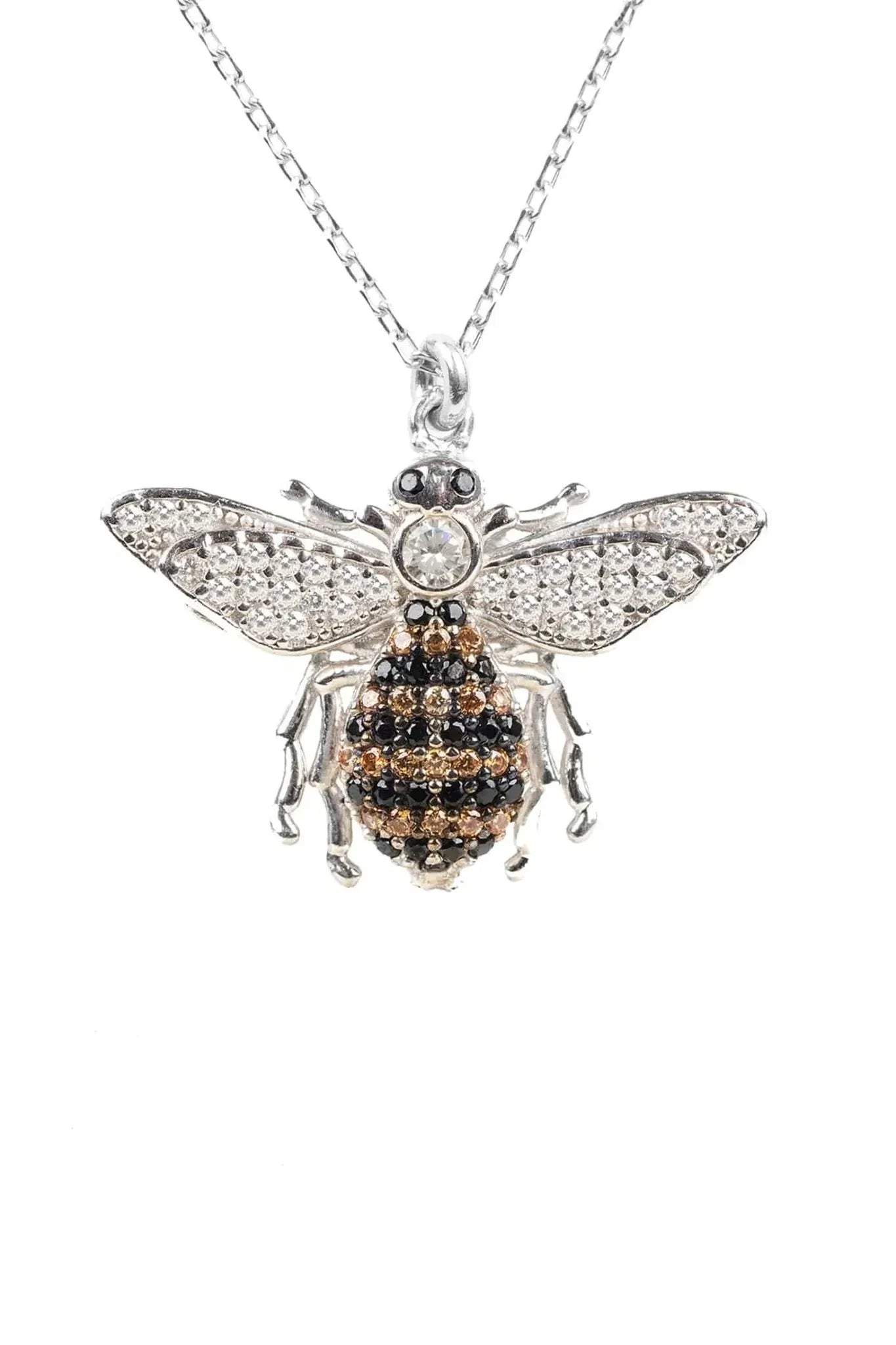 Honey Bee Pendant Necklace Silver - LATELITA Necklaces