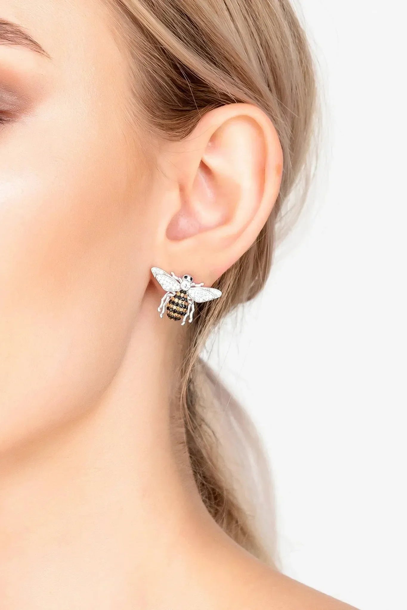 Honey Bee Stud Earrings Silver - LATELITA Earrings