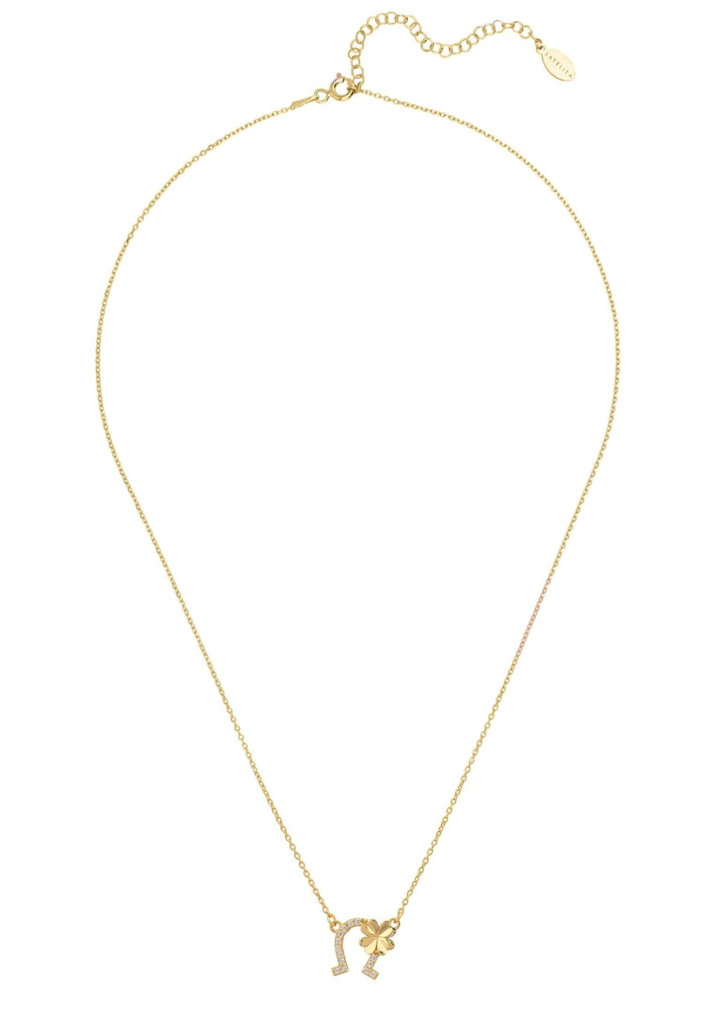 Horseshoe And Shamrock Necklace Gold - LATELITA Necklaces