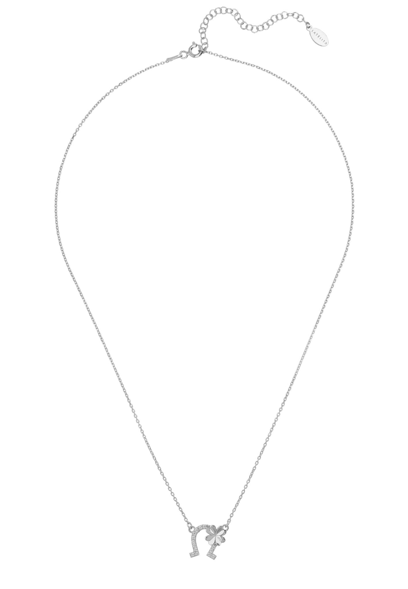 Horseshoe And Shamrock Necklace Silver - LATELITA Necklaces