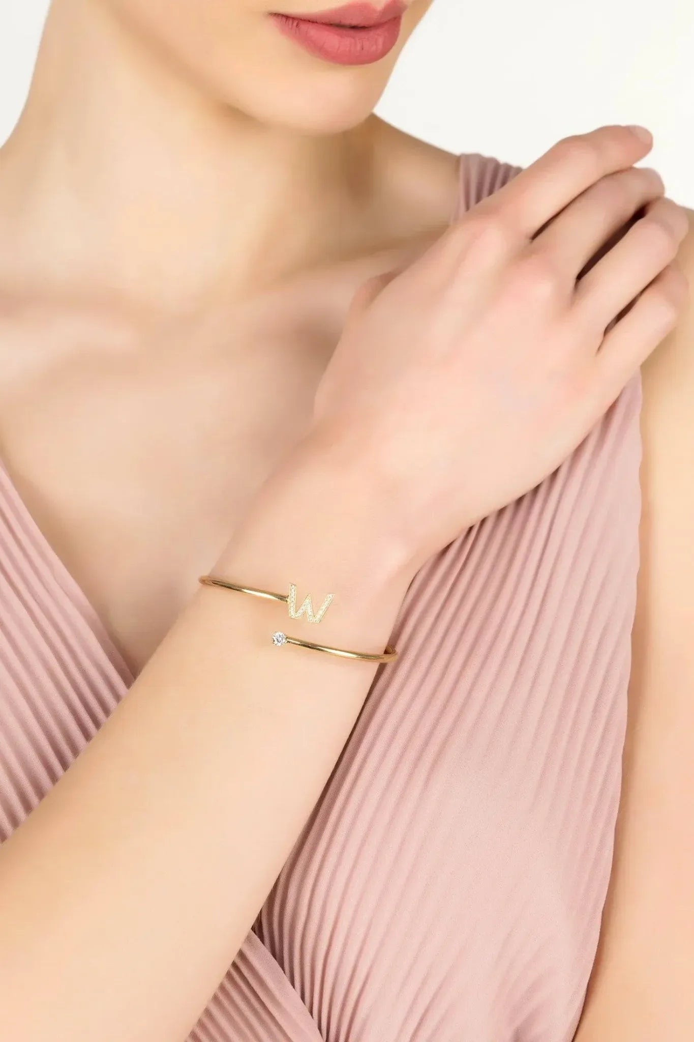 Initial Bangle Gold W - LATELITA Bracelets