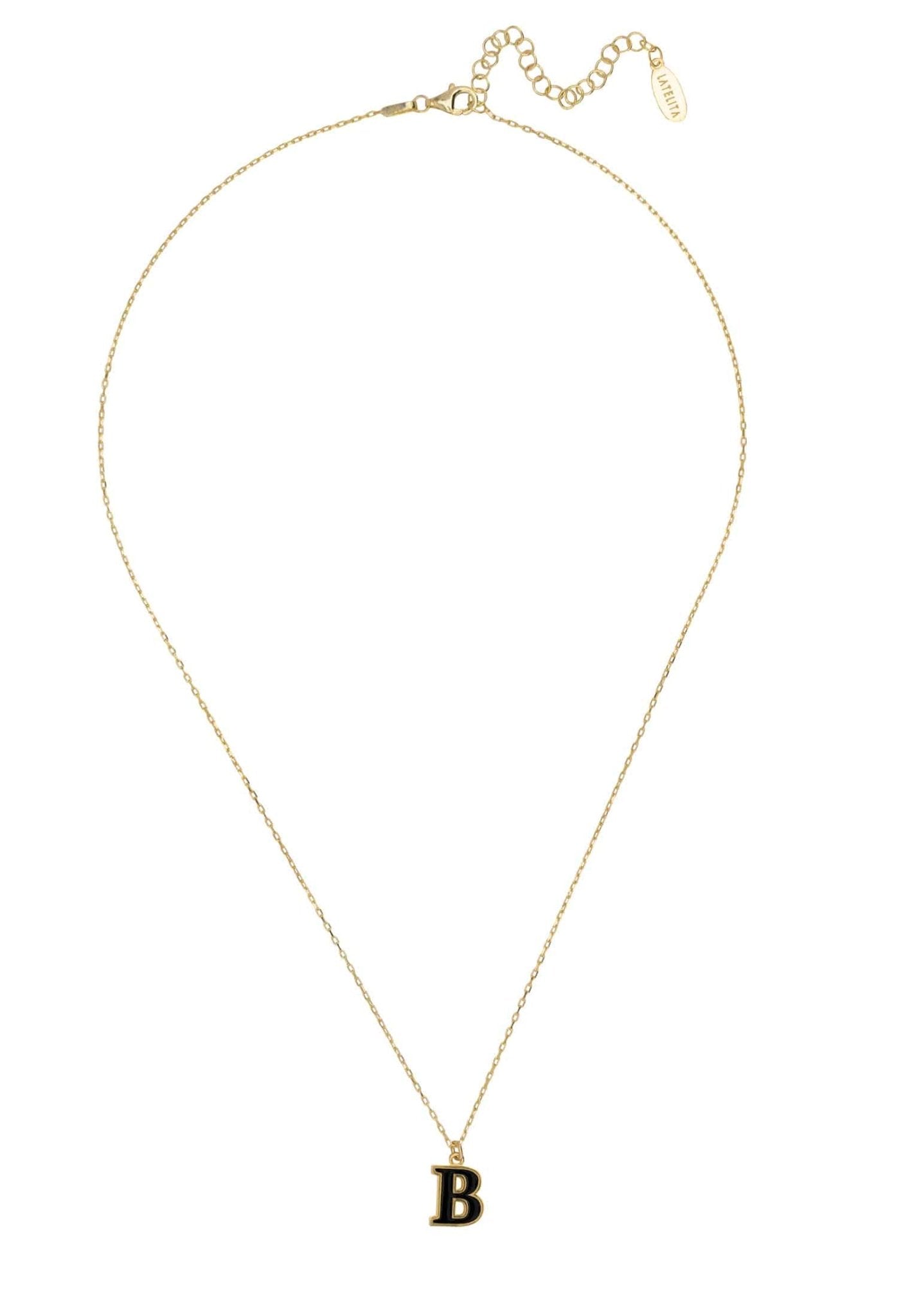 Initial Enamel Necklace Gold B - LATELITA Necklaces