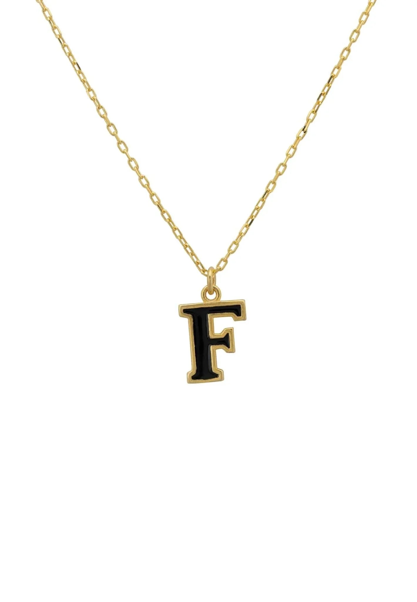 Initial Enamel Necklace Gold F - LATELITA Necklaces