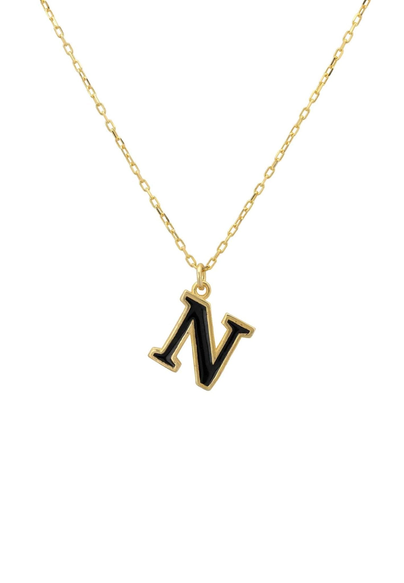 Initial Enamel Necklace Gold N - LATELITA Necklaces