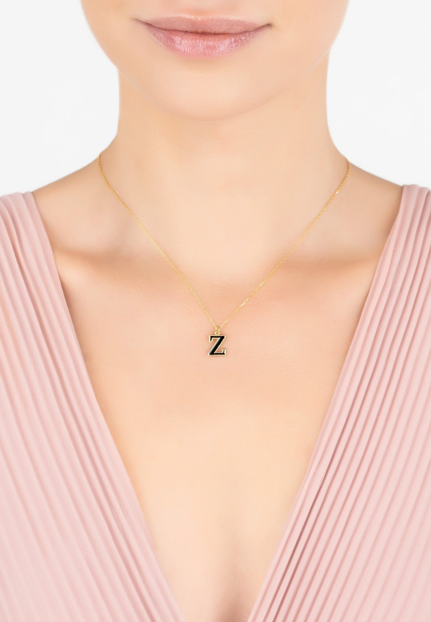 Initial Enamel Necklace Gold Z - LATELITA Necklaces