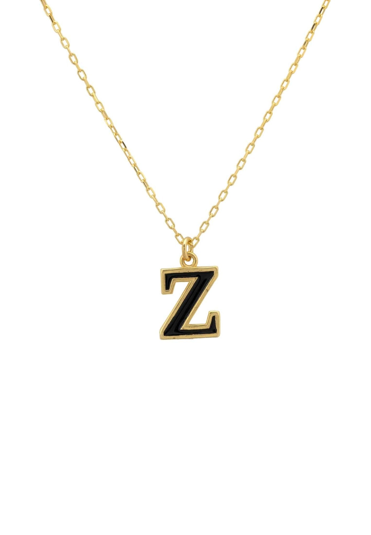 Initial Enamel Necklace Gold Z - LATELITA Necklaces