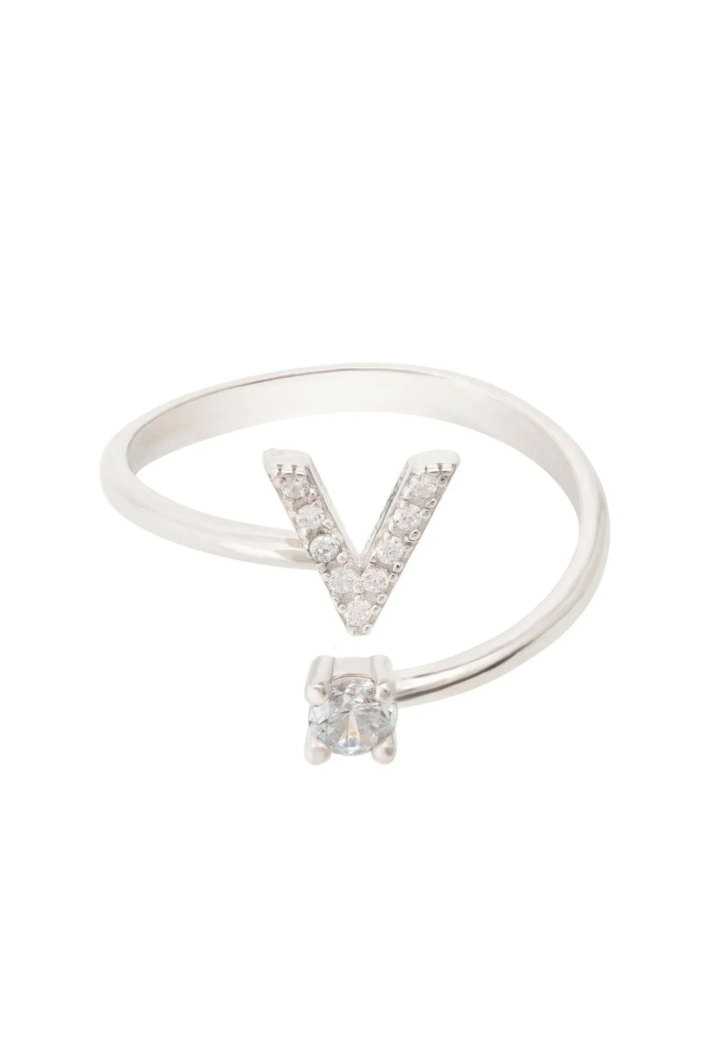 Initial Ring Silver V - LATELITA Rings