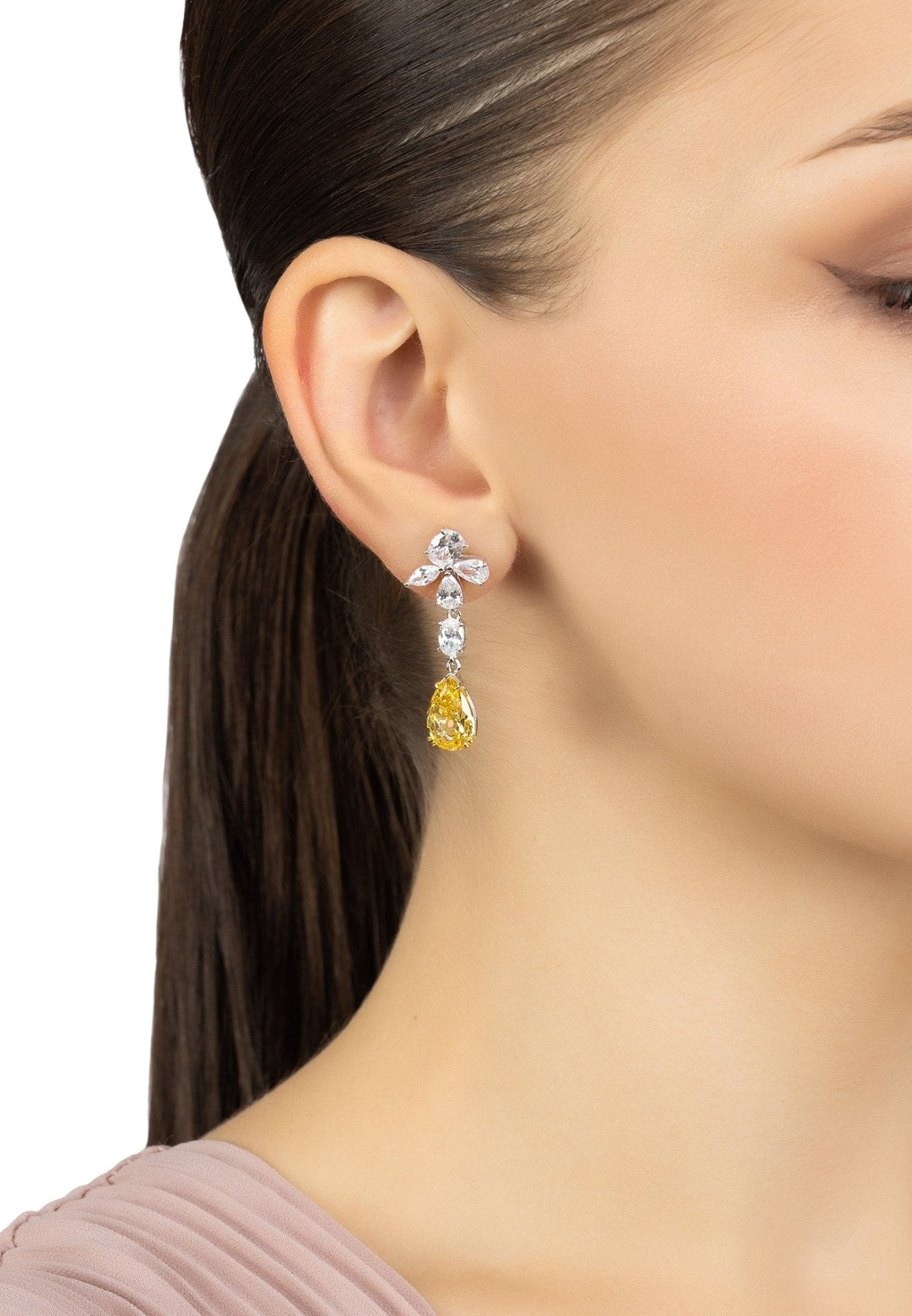 Isabella Drop Earrings Silver Citrine - LATELITA Earrings