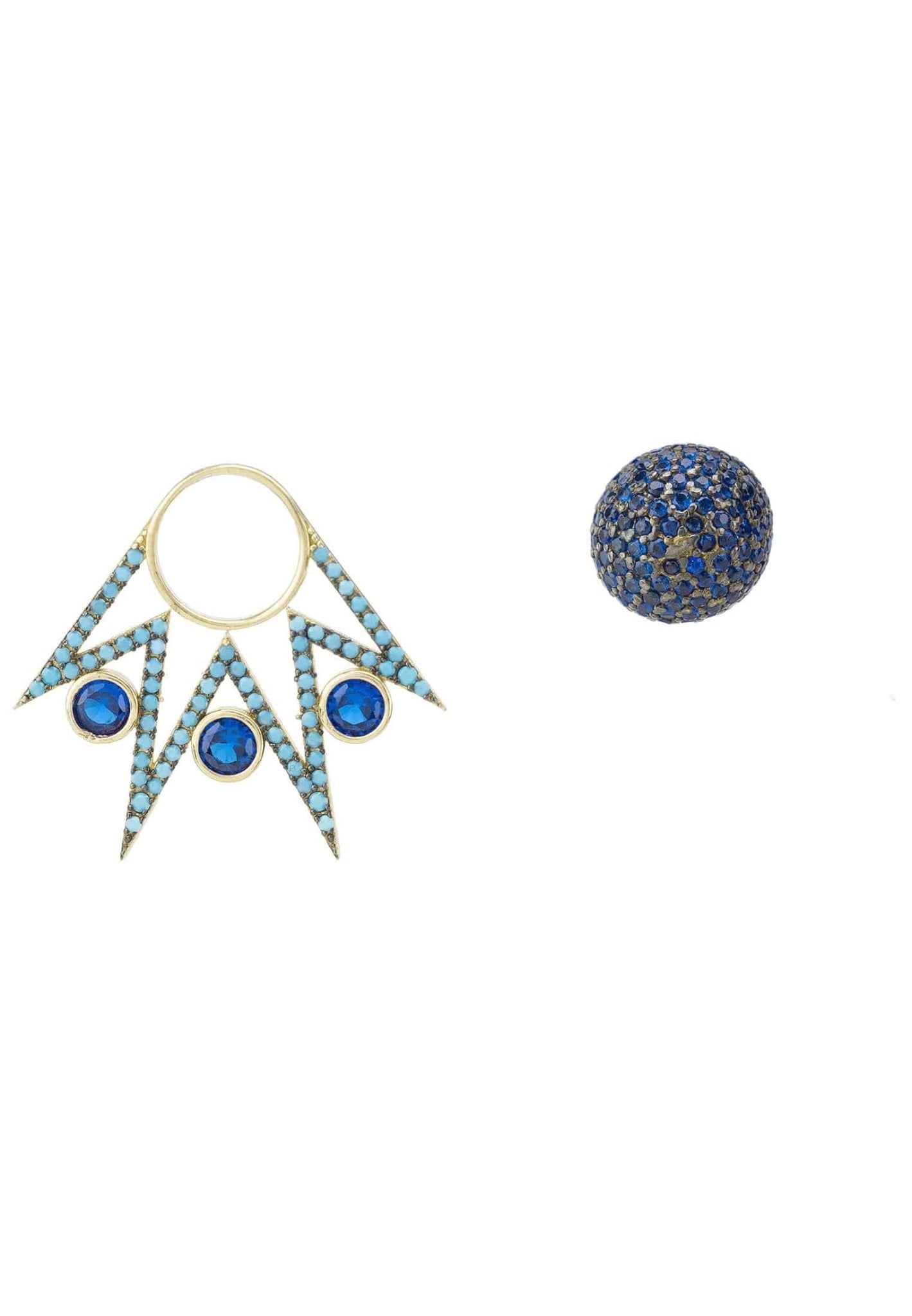 Jester Ear Jacket Convertible Earrings Blue Gold - LATELITA Earrings