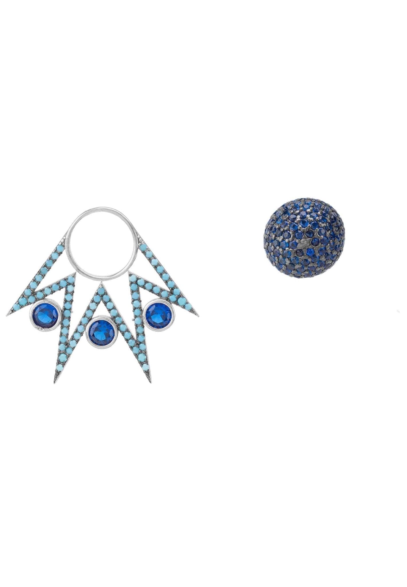 Jester Ear Jacket Convertible Earrings Blue Silver - LATELITA Earrings