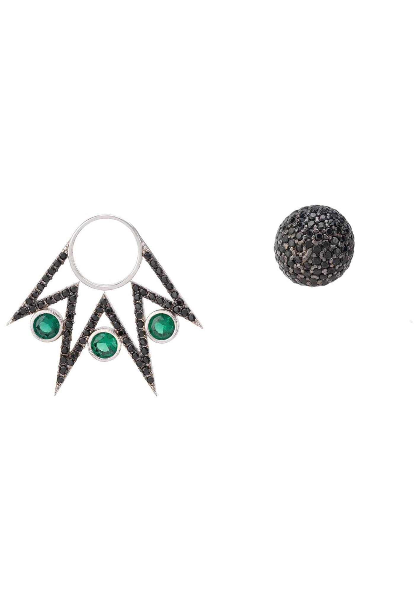 Jester Ear Jacket Convertible Earrings Green Black Silver - LATELITA Earrings