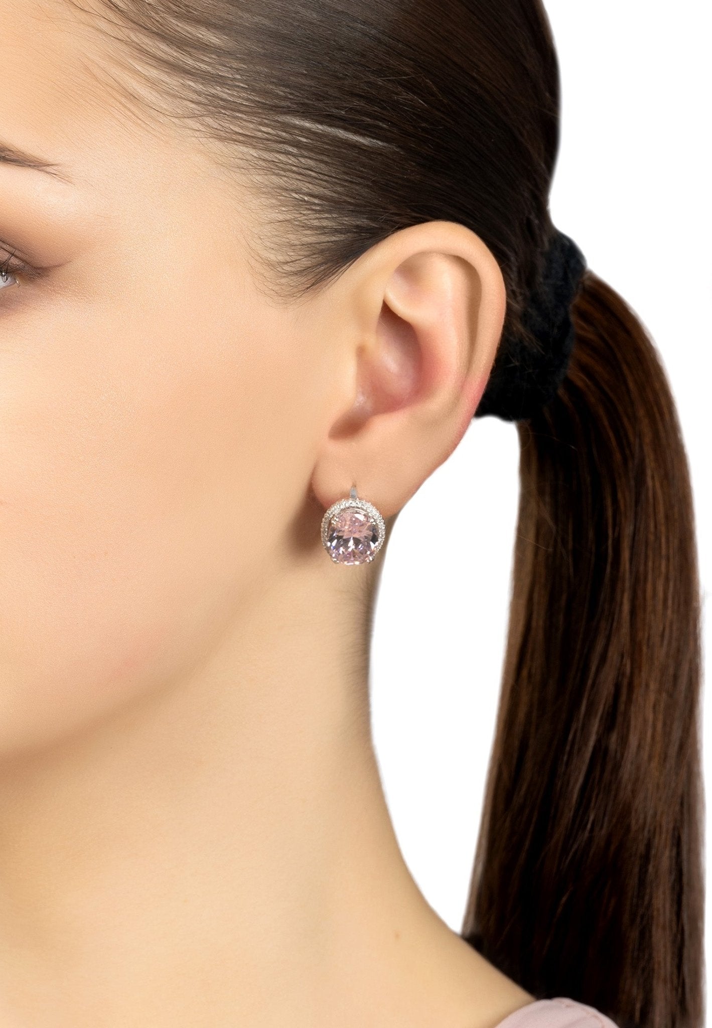 Katherine Gemstone Earrings Silver Morganite - LATELITA Earrings