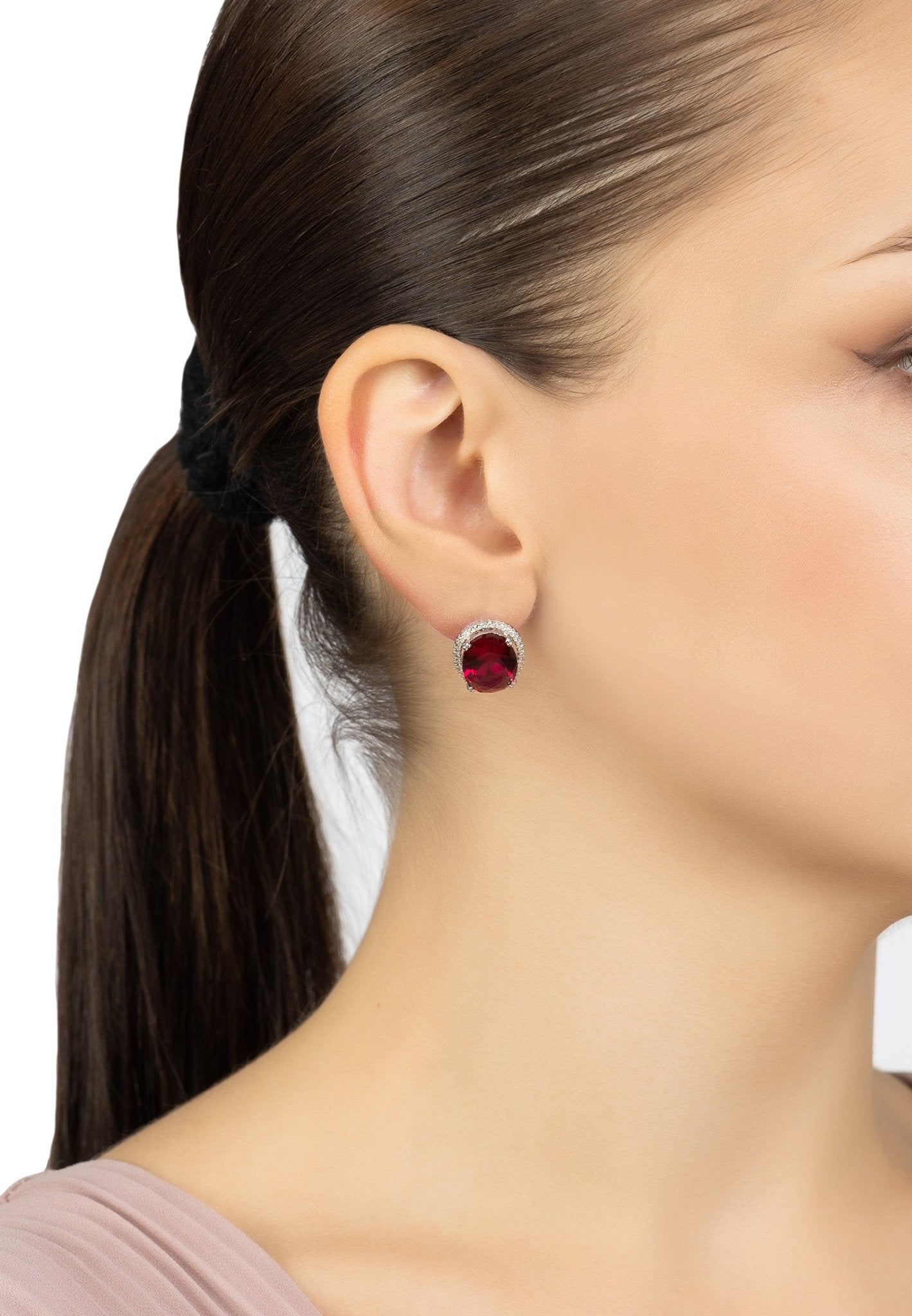 Katherine Gemstone Earrings Silver Ruby - LATELITA Earrings