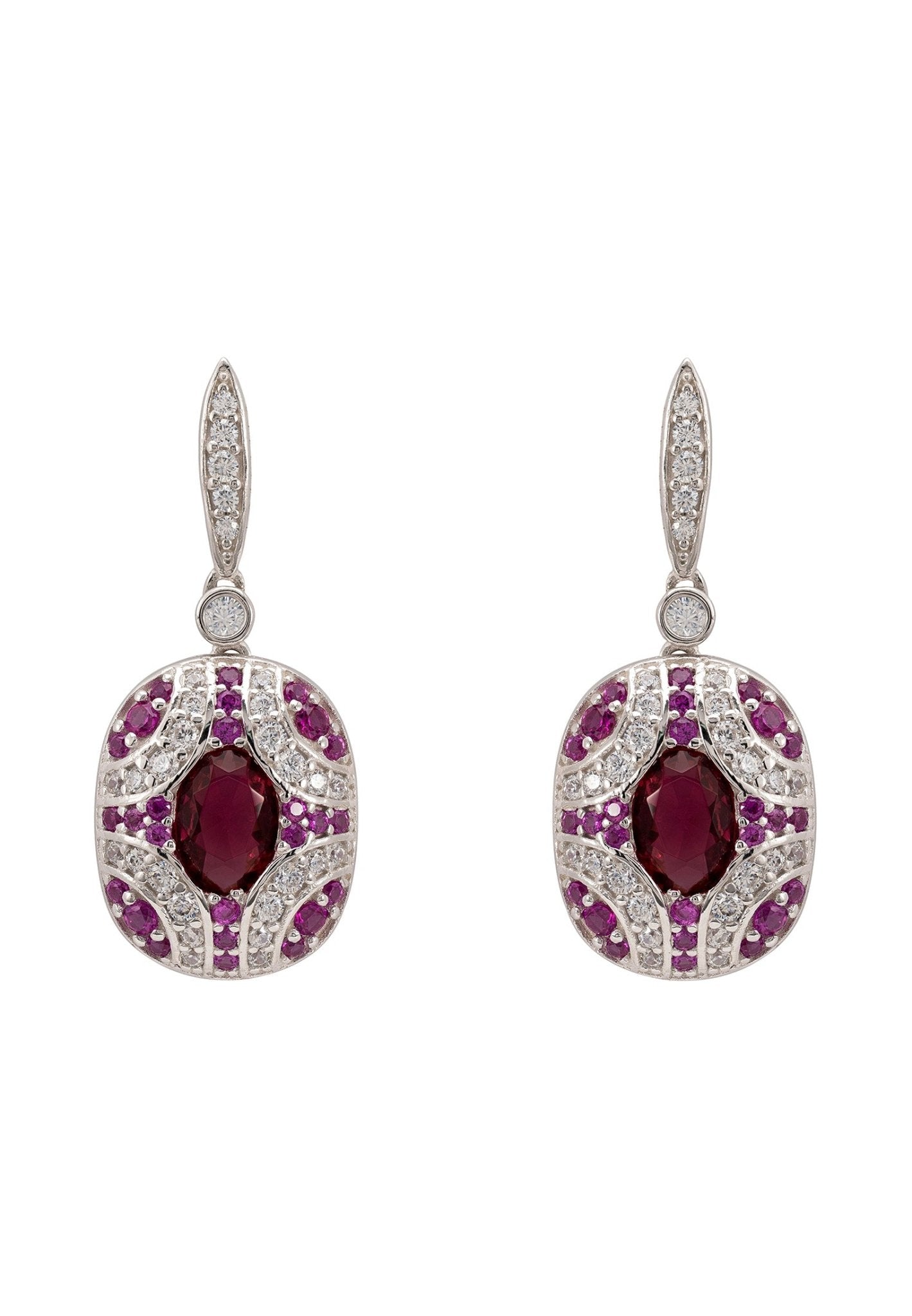 Kensington Drop Earrings Ruby Silver - LATELITA