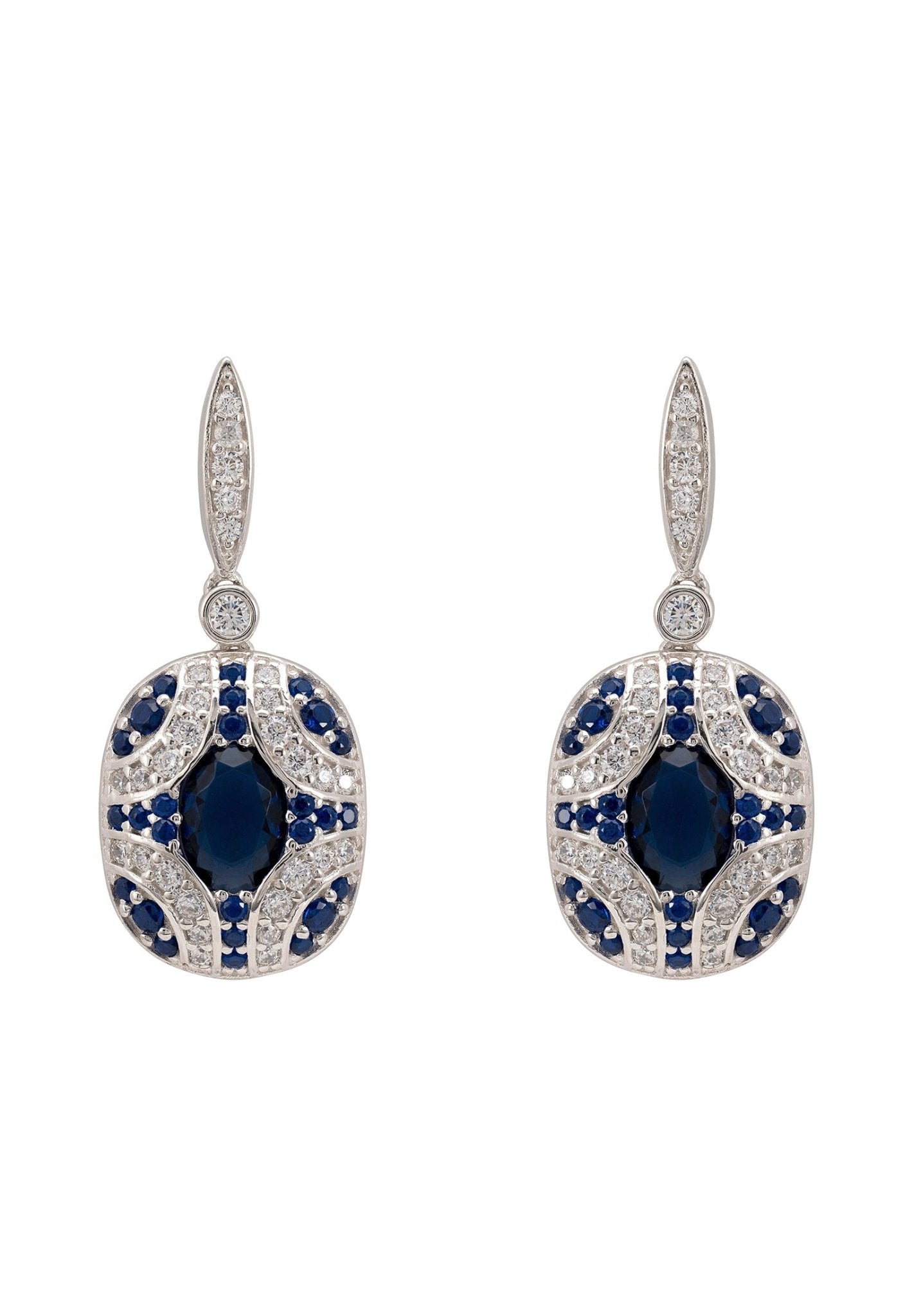 Kensington Drop Earrings Sapphire Silver - LATELITA