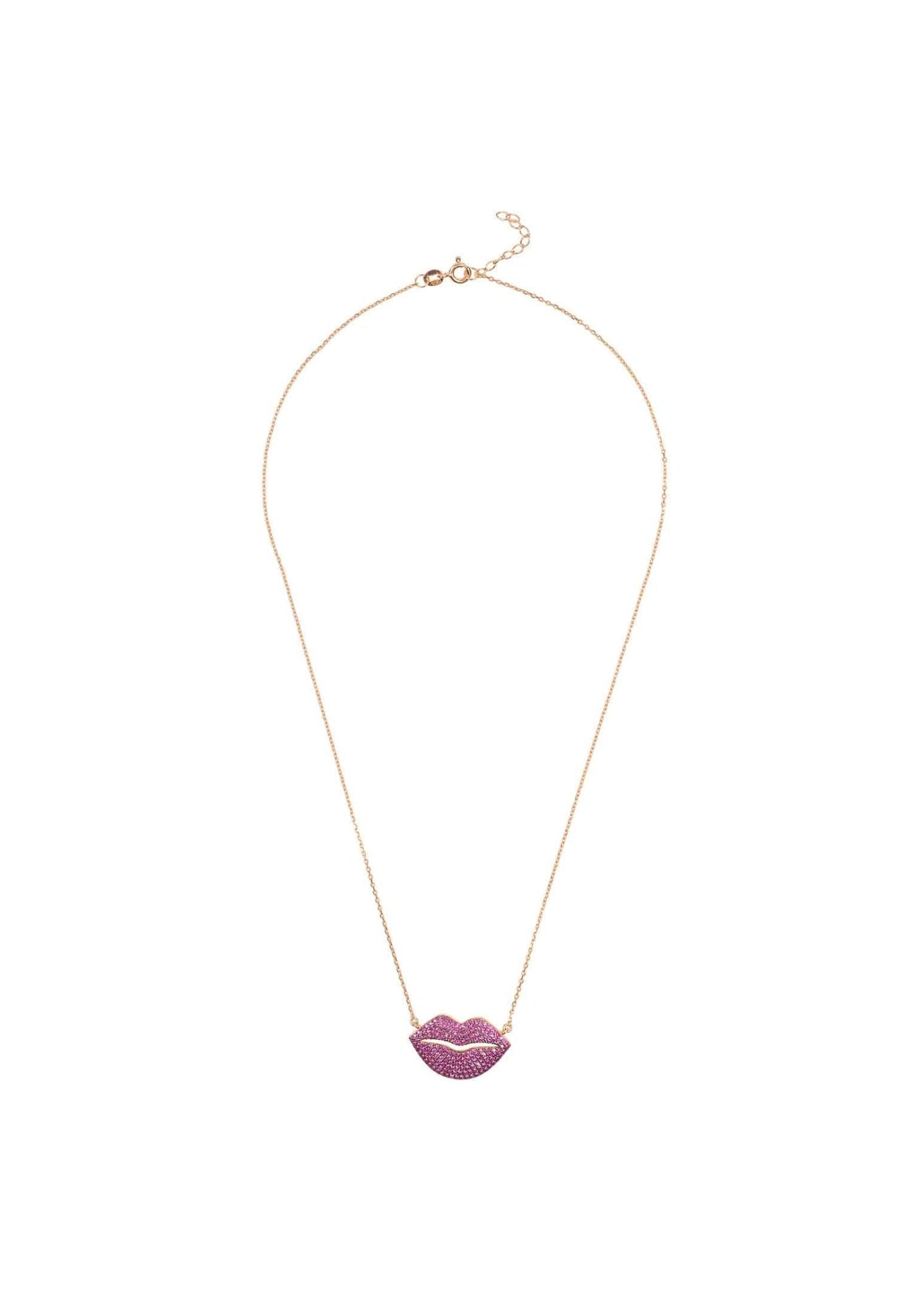 Kiss Me Lips Pendant Necklace Rose Gold - LATELITA Necklaces